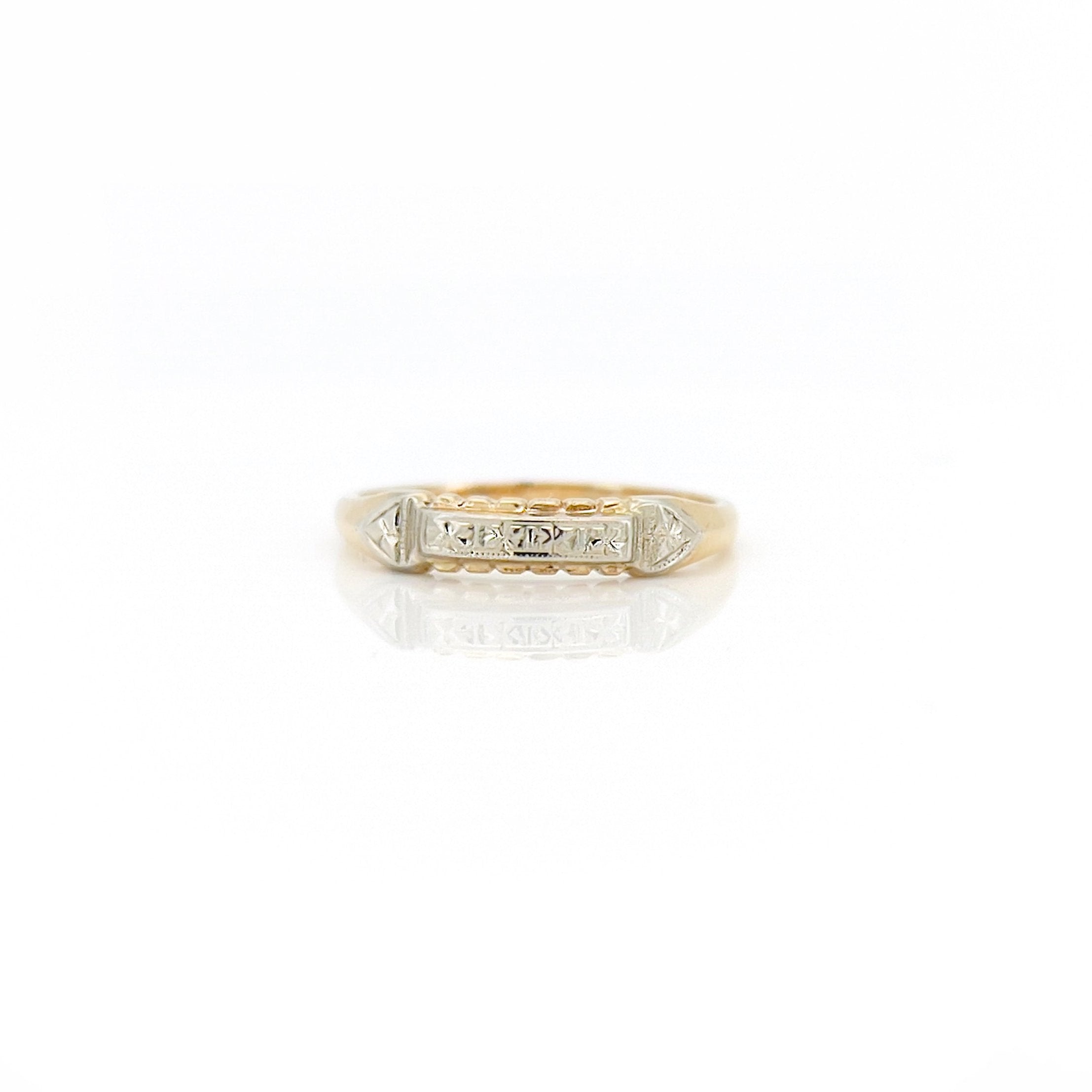 Vintage Two Tone Band, Size 6.5, 14K
