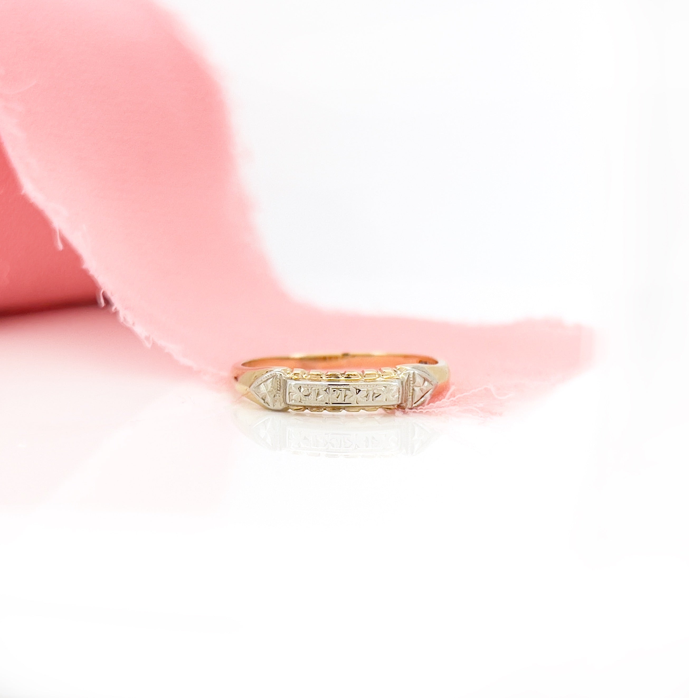 Vintage Two Tone Band, Size 6.5, 14K