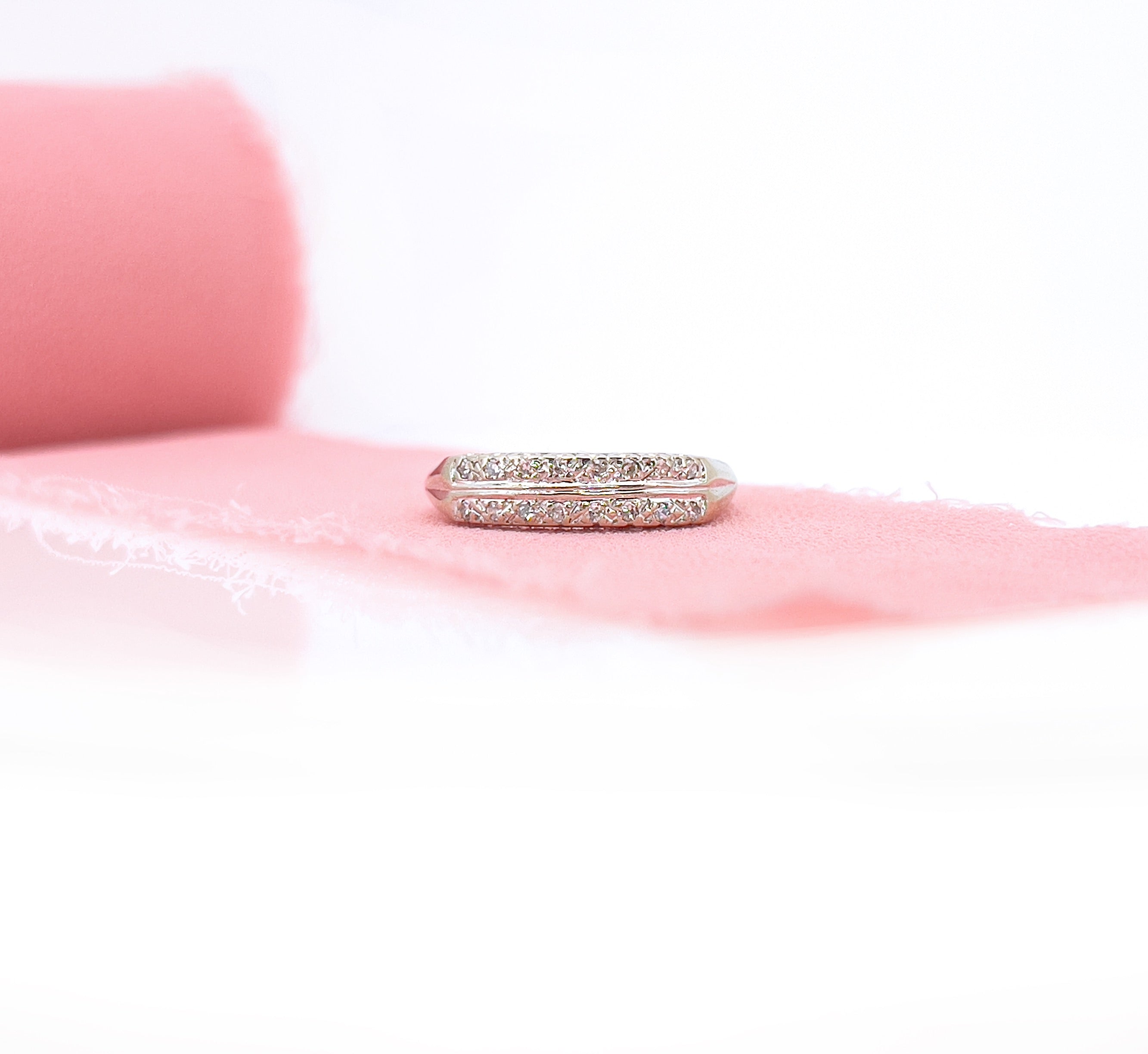 Vintage White Gold Single Cut Diamond Ring, SIze 6.25