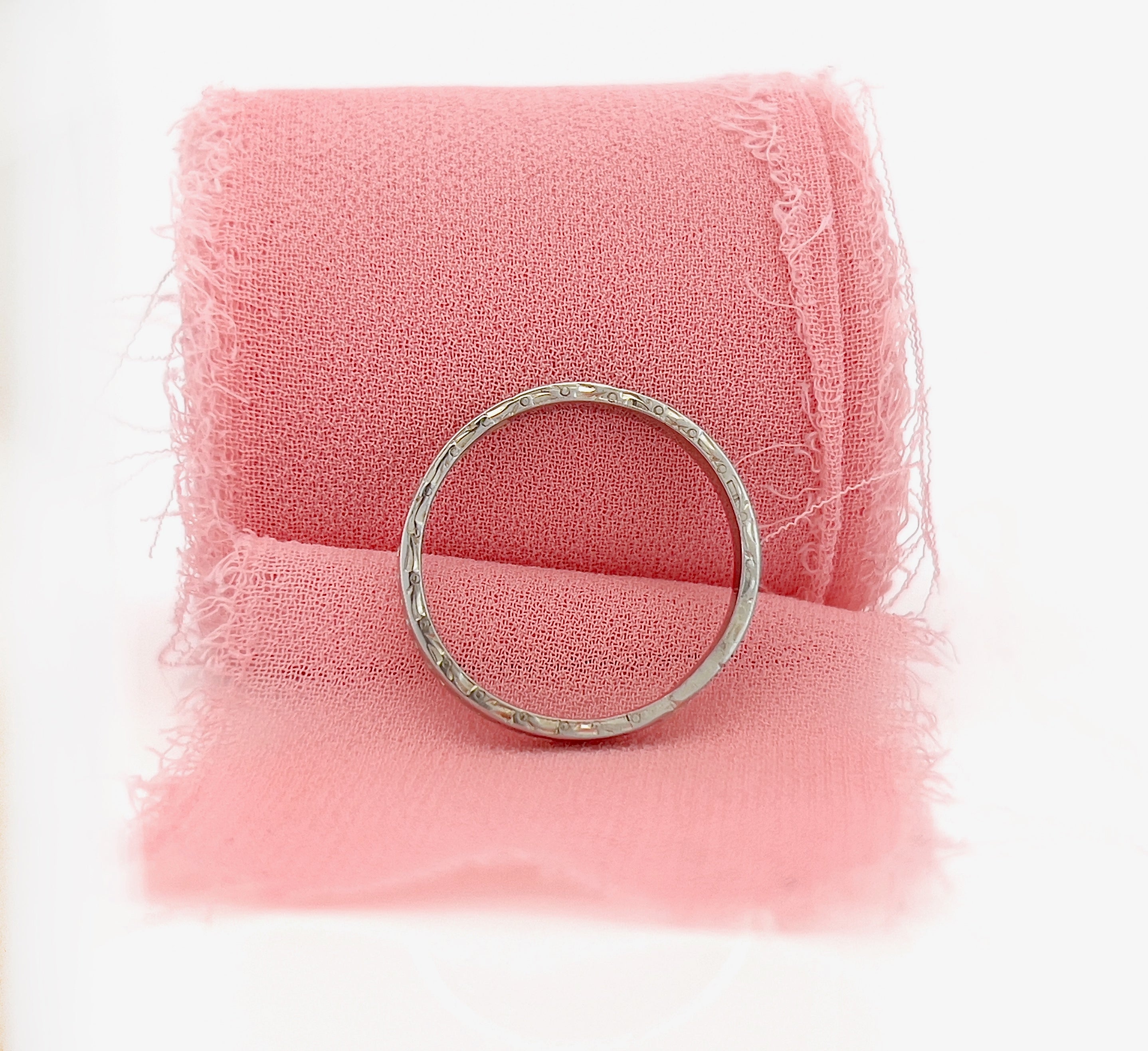 Vintage Single Cut Diamond Floral Wedding Band, Size 7.25