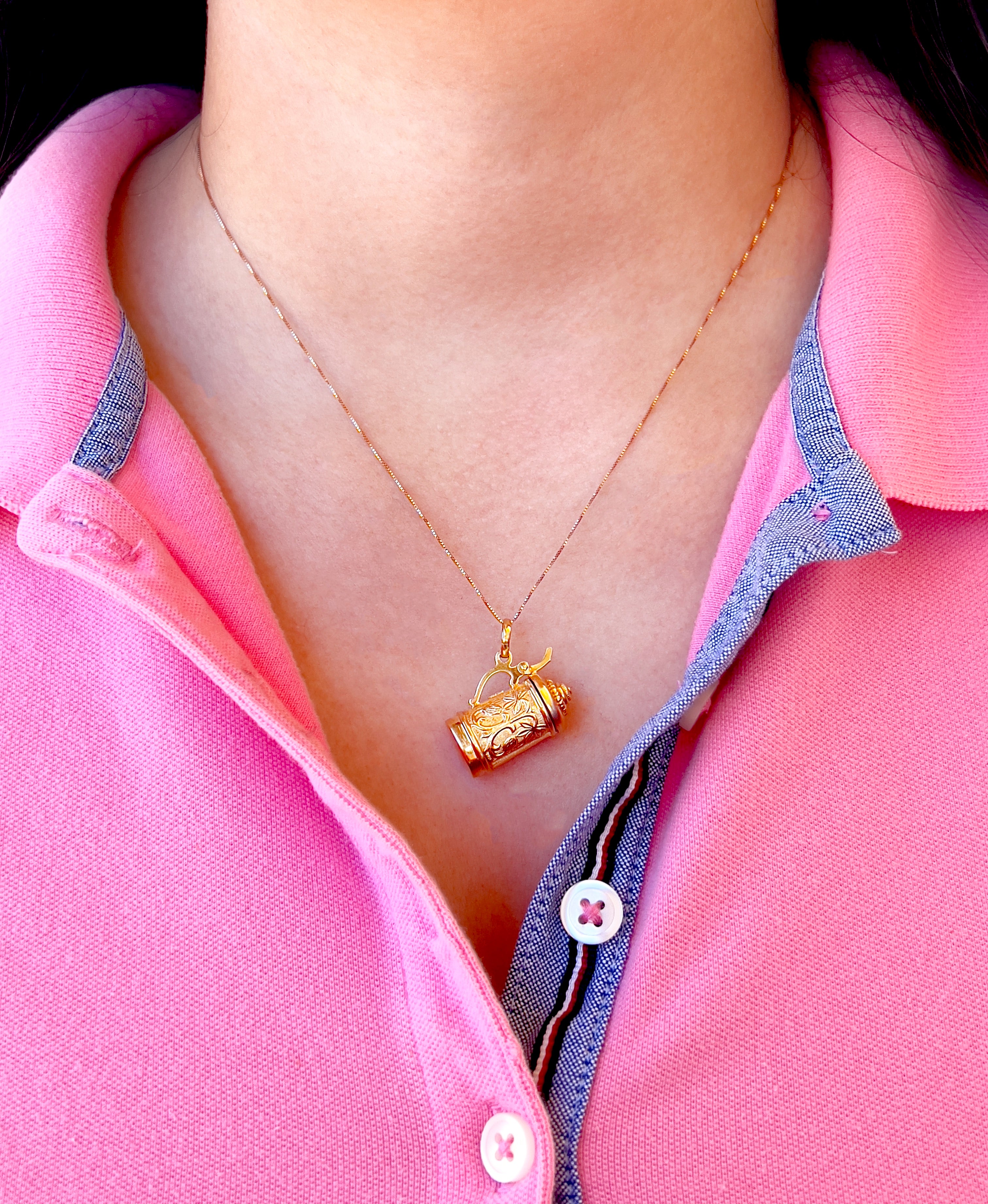 Vintage Beer Stein Charm, 18K