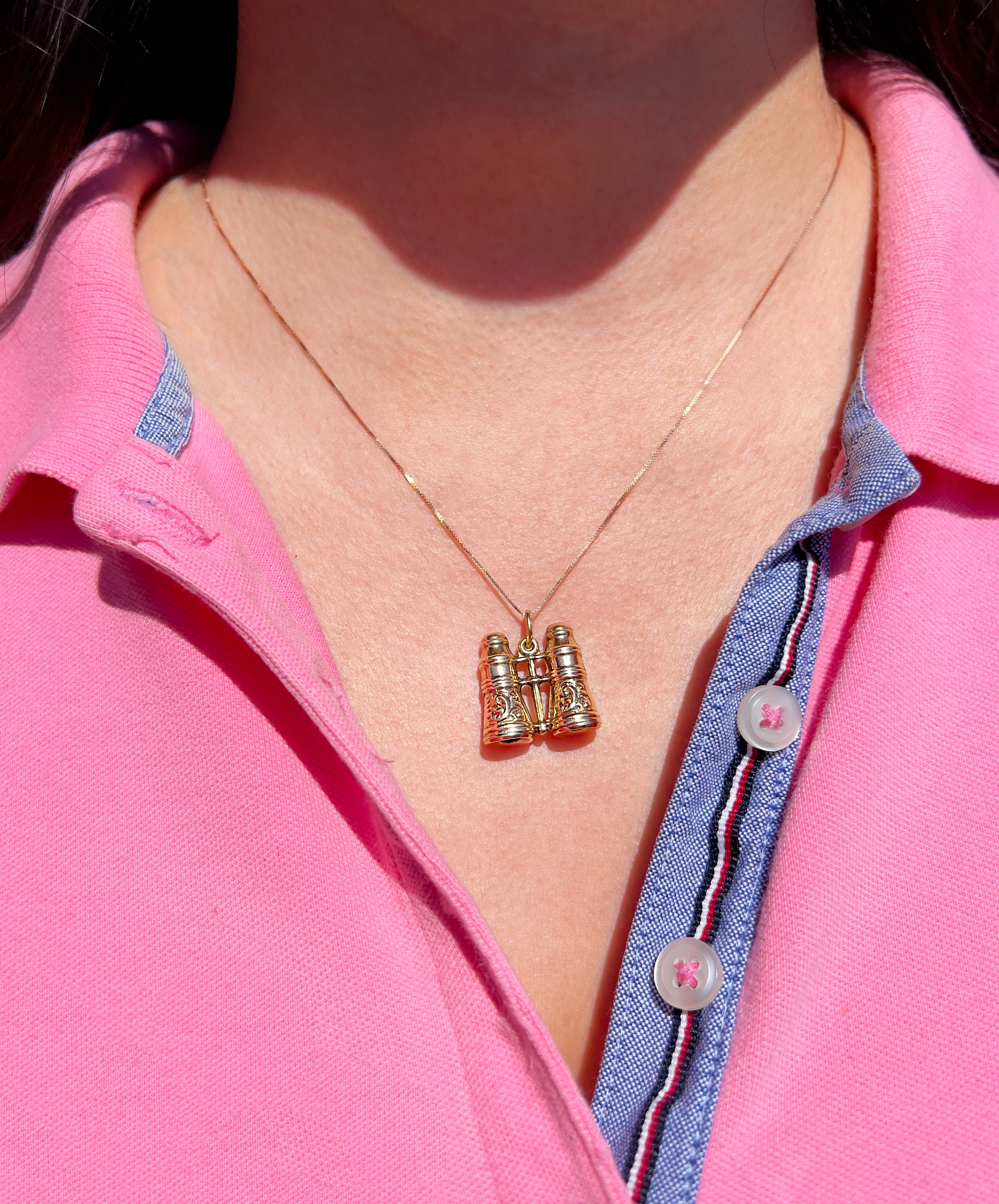 Vintage Binoculars Charm, 14K