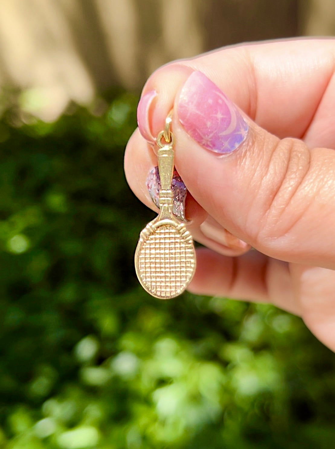 Vintage Tennis Racket Gold Charm, 18KT