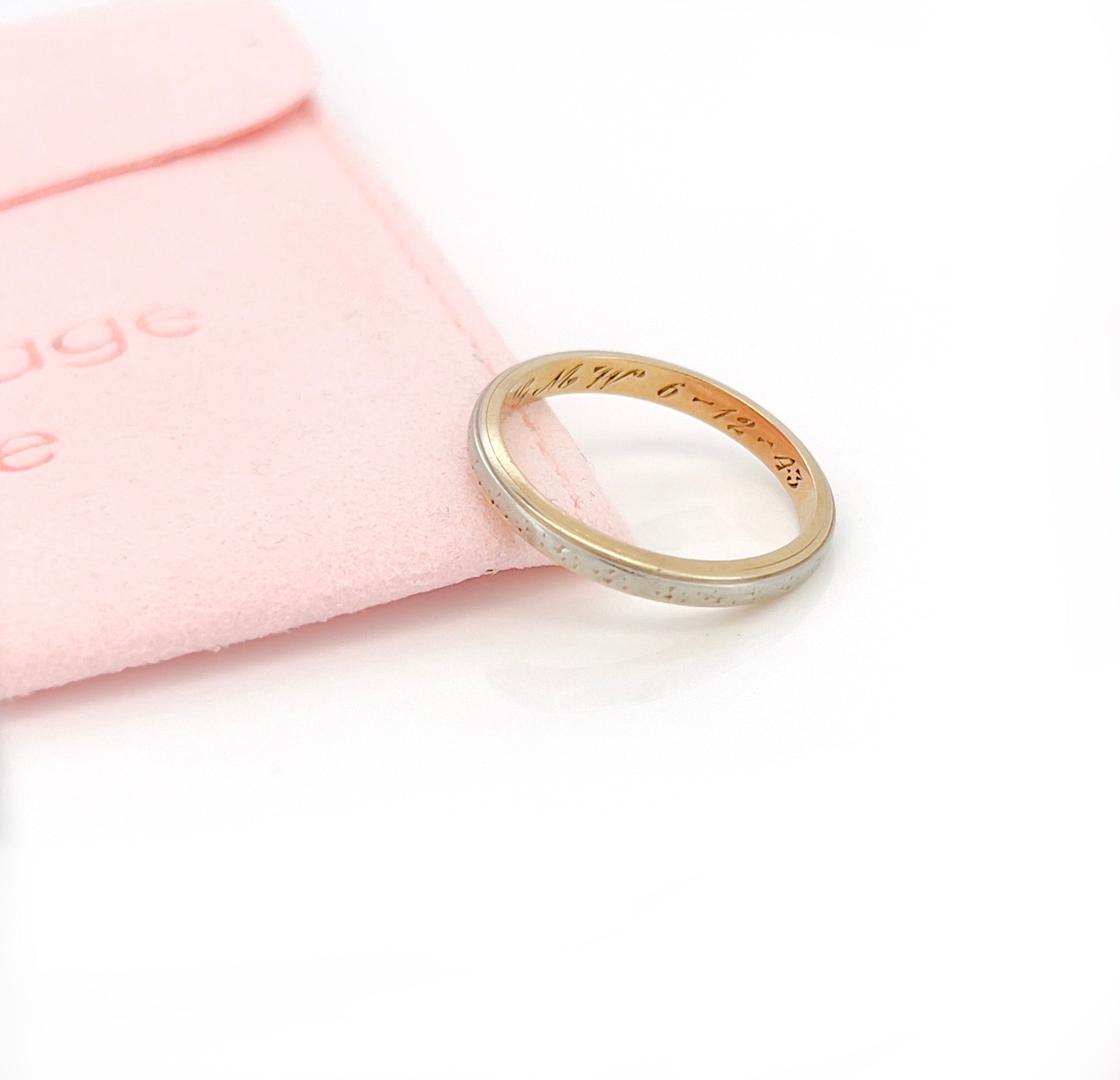 Retro Two Tone Gold Band, CG & GMW 6-12-43, 14K, Size 6.25
