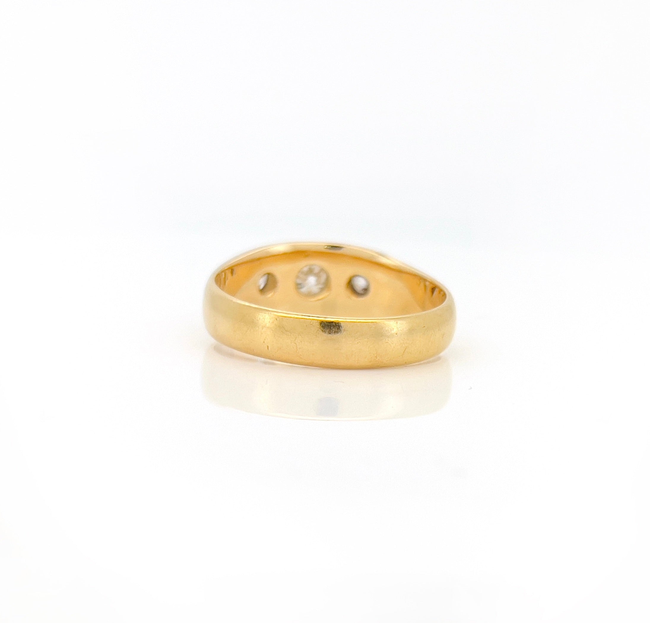 Vintage Old European Diamond Starburst Ring, 18KT, Size 9