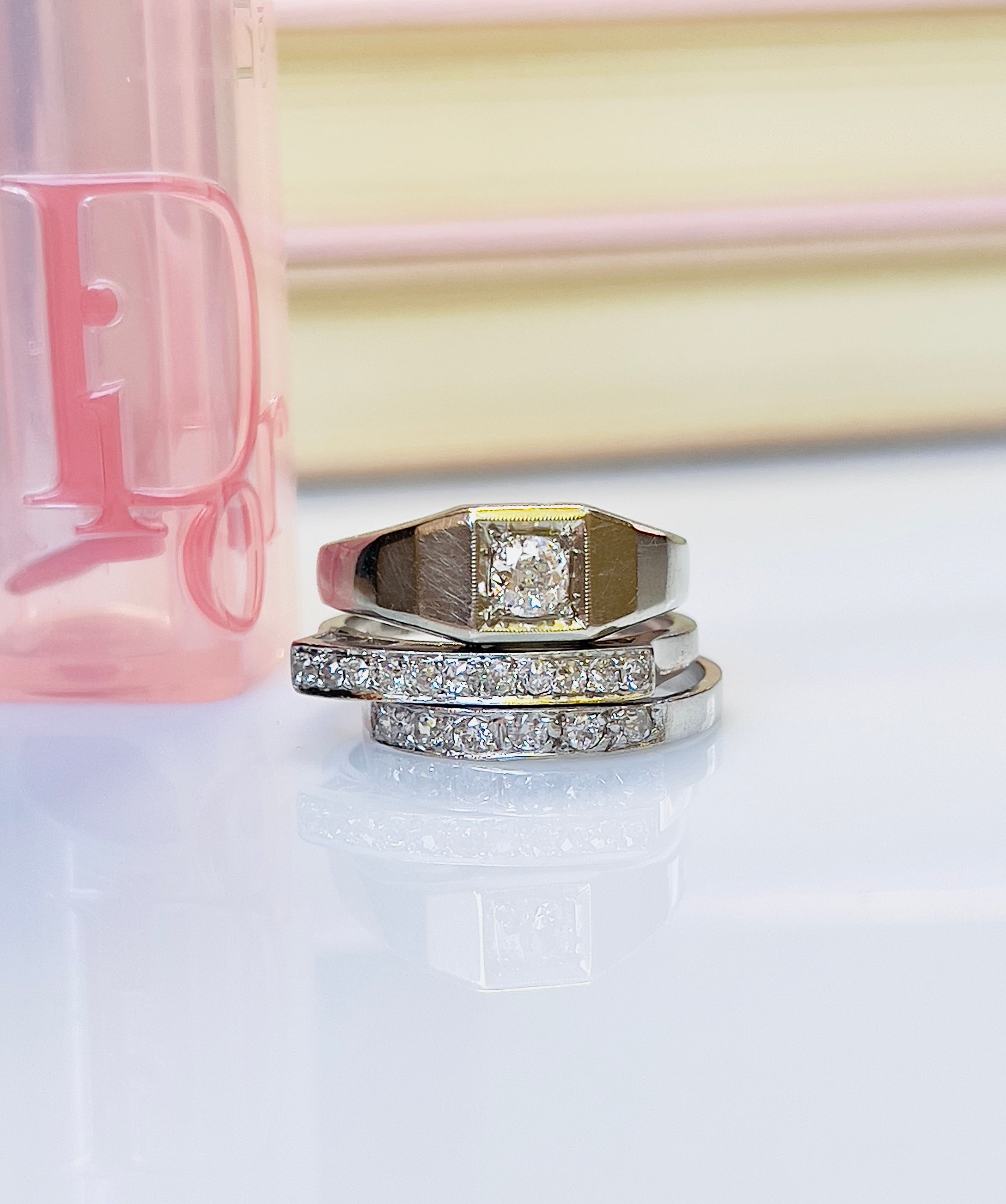Art Deco Old European Cut Diamond Ring, Size 7.75