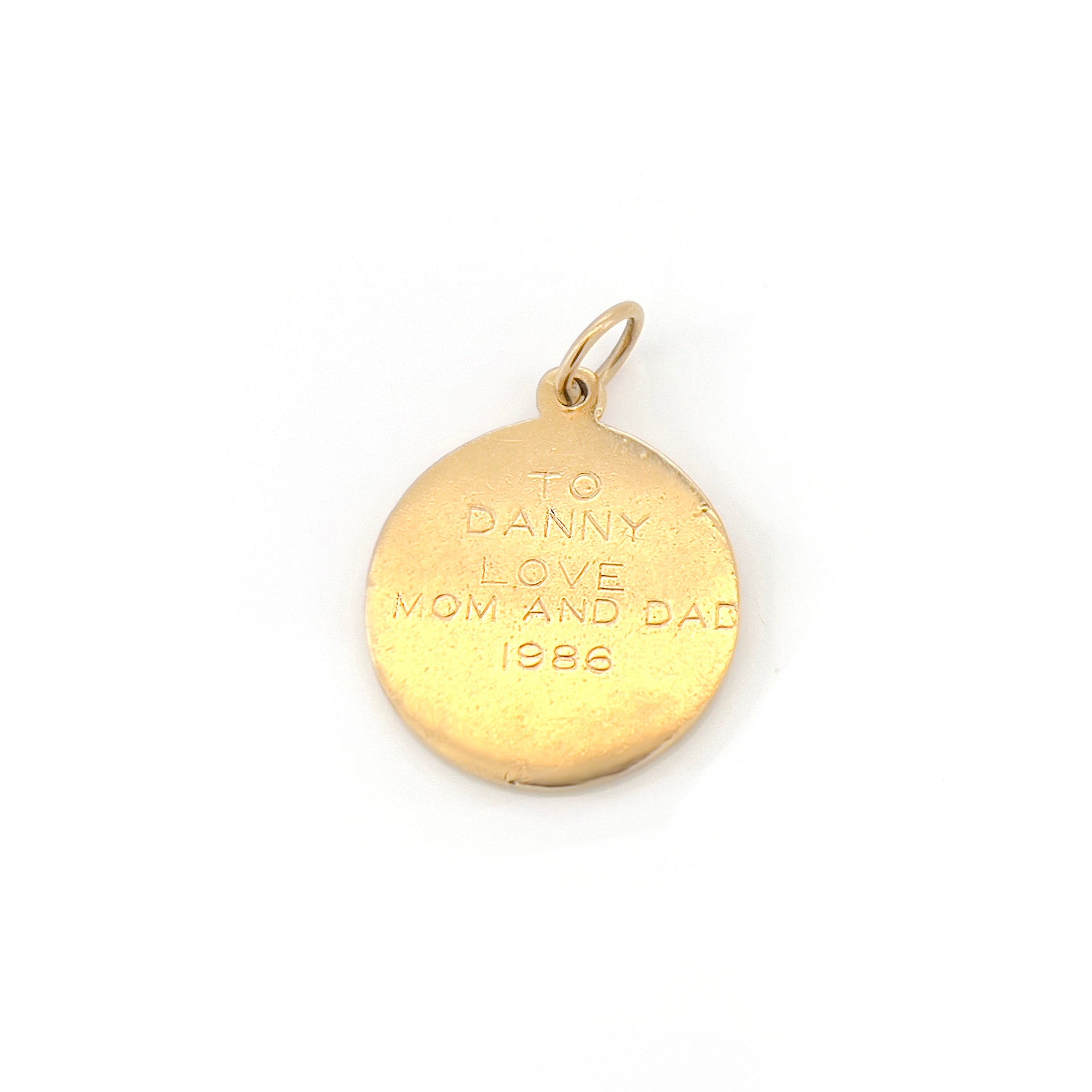 1980s Vintage 14K Saint Christopher Pendant, 1986
