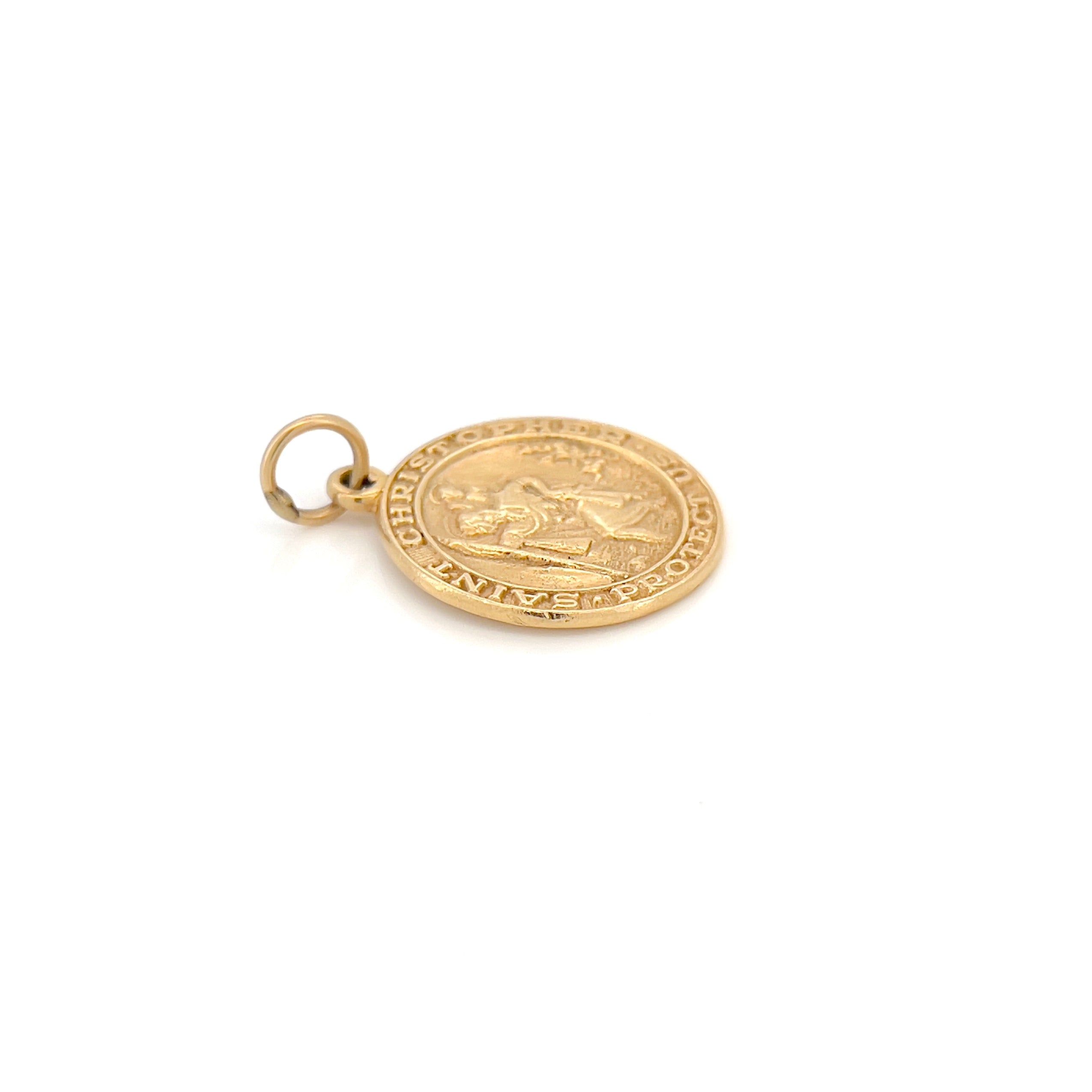 1980s Vintage 14K Saint Christopher Pendant, 1986