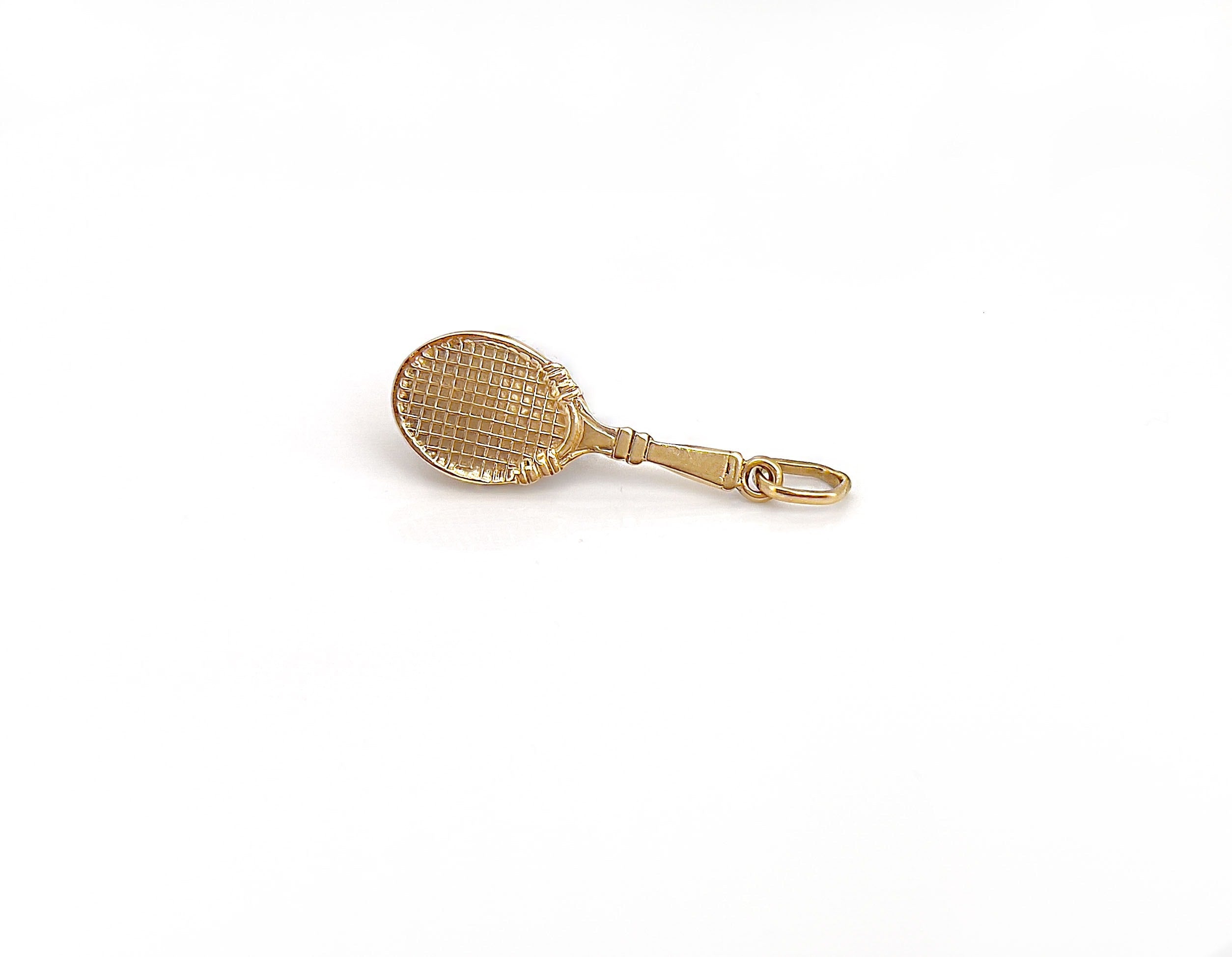 Vintage Tennis Racket Gold Charm, 18KT
