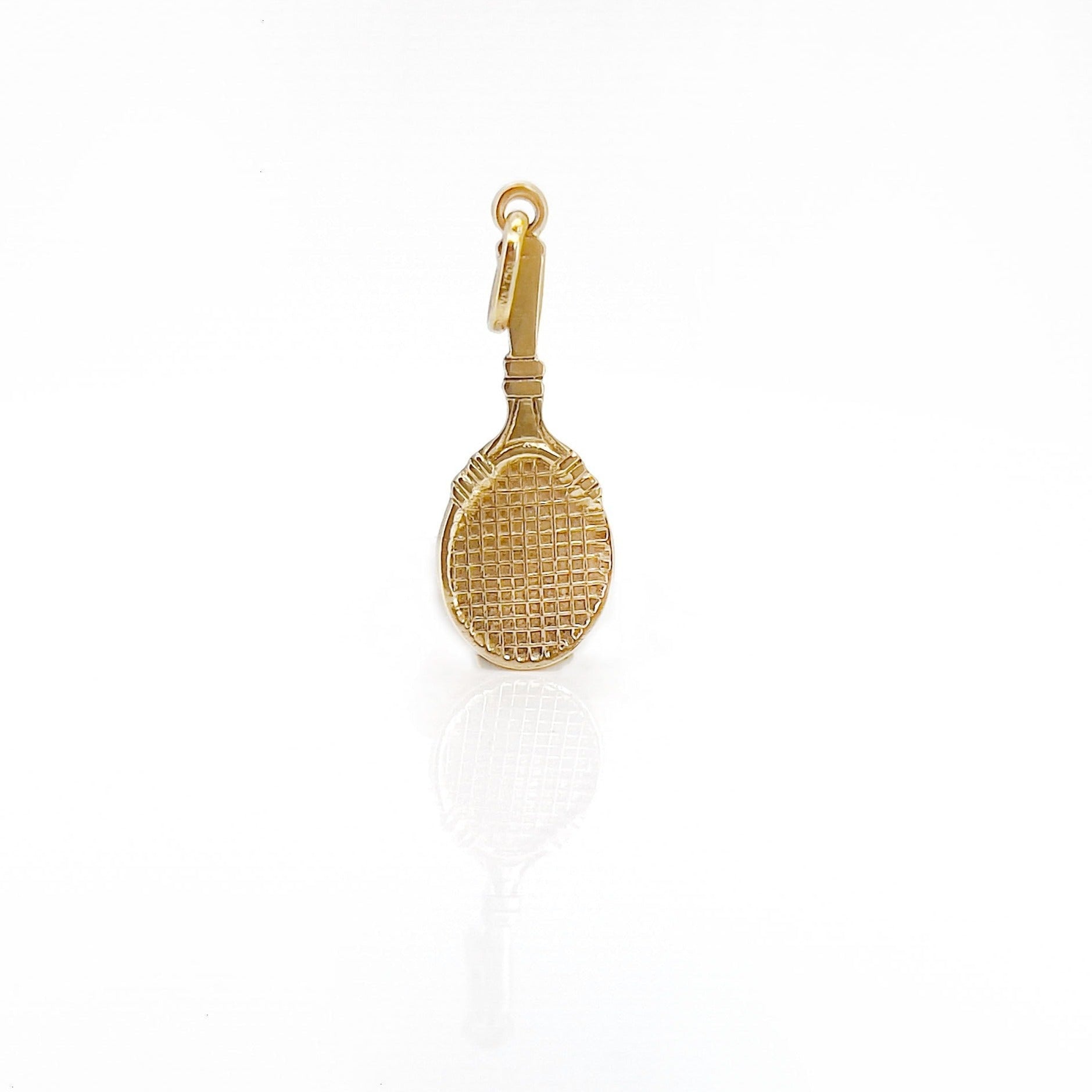 Vintage Tennis Racket Gold Charm, 18KT