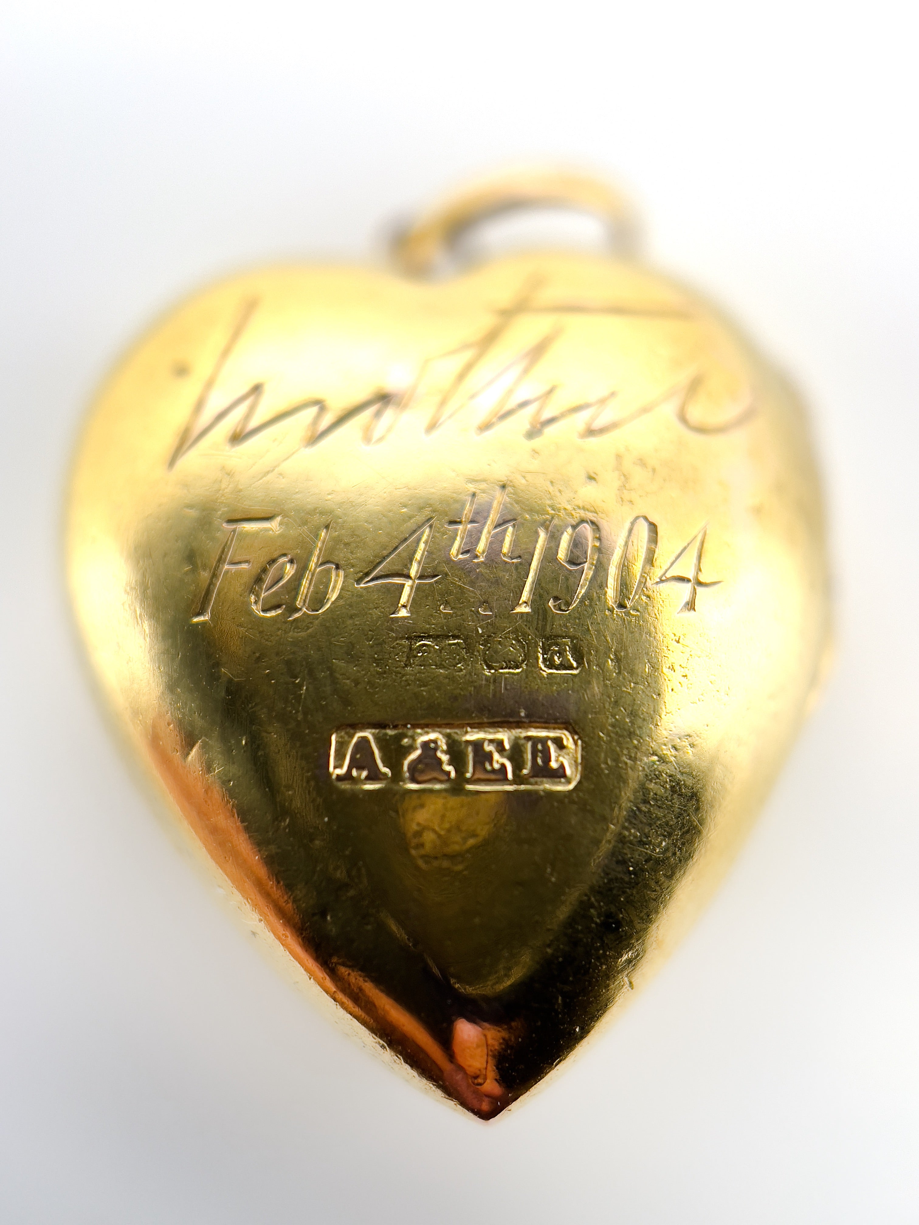 Edwardian 15K Pearl Heart Locket, Feb. 4th 1904