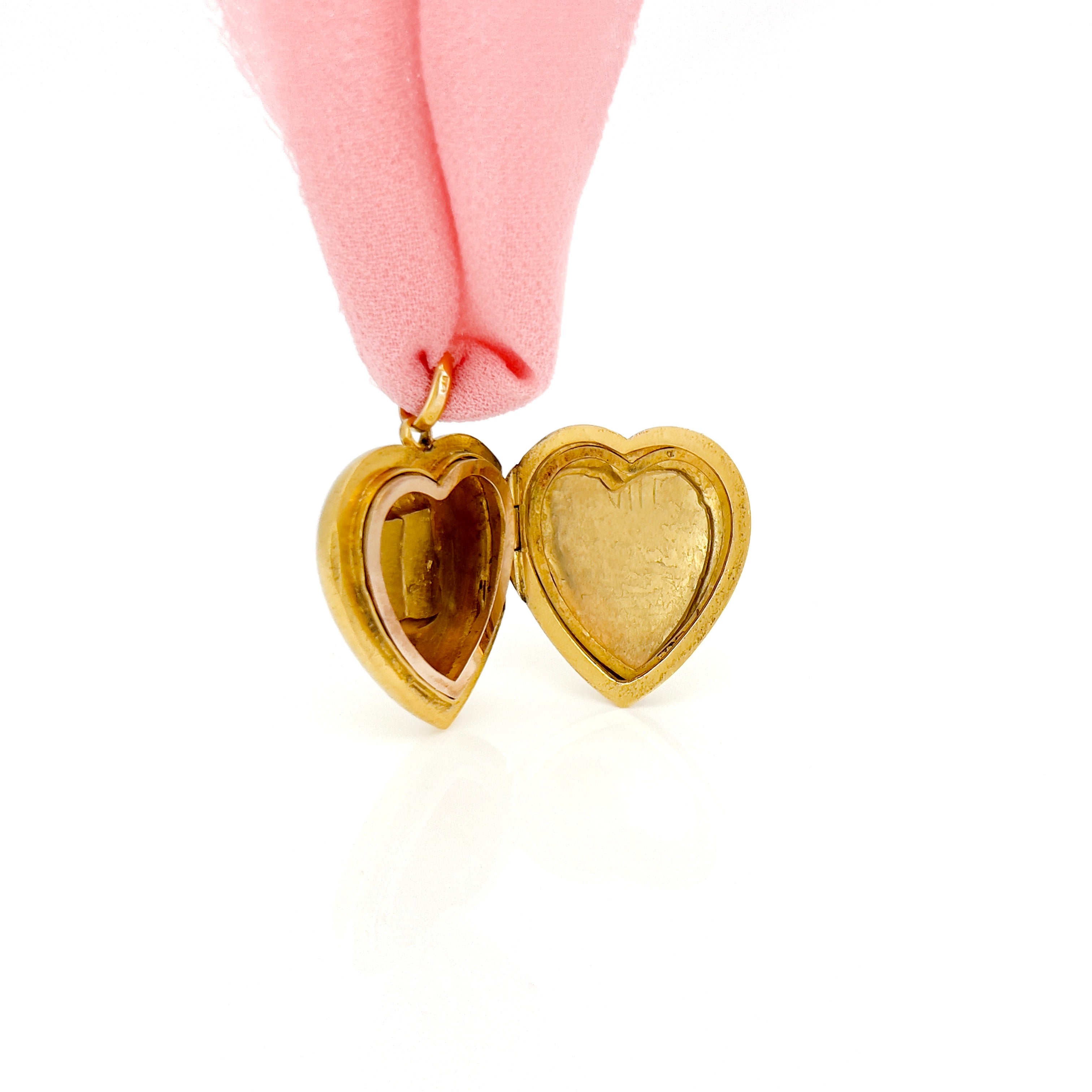 Edwardian 15K Pearl Heart Locket, Feb. 4th 1904