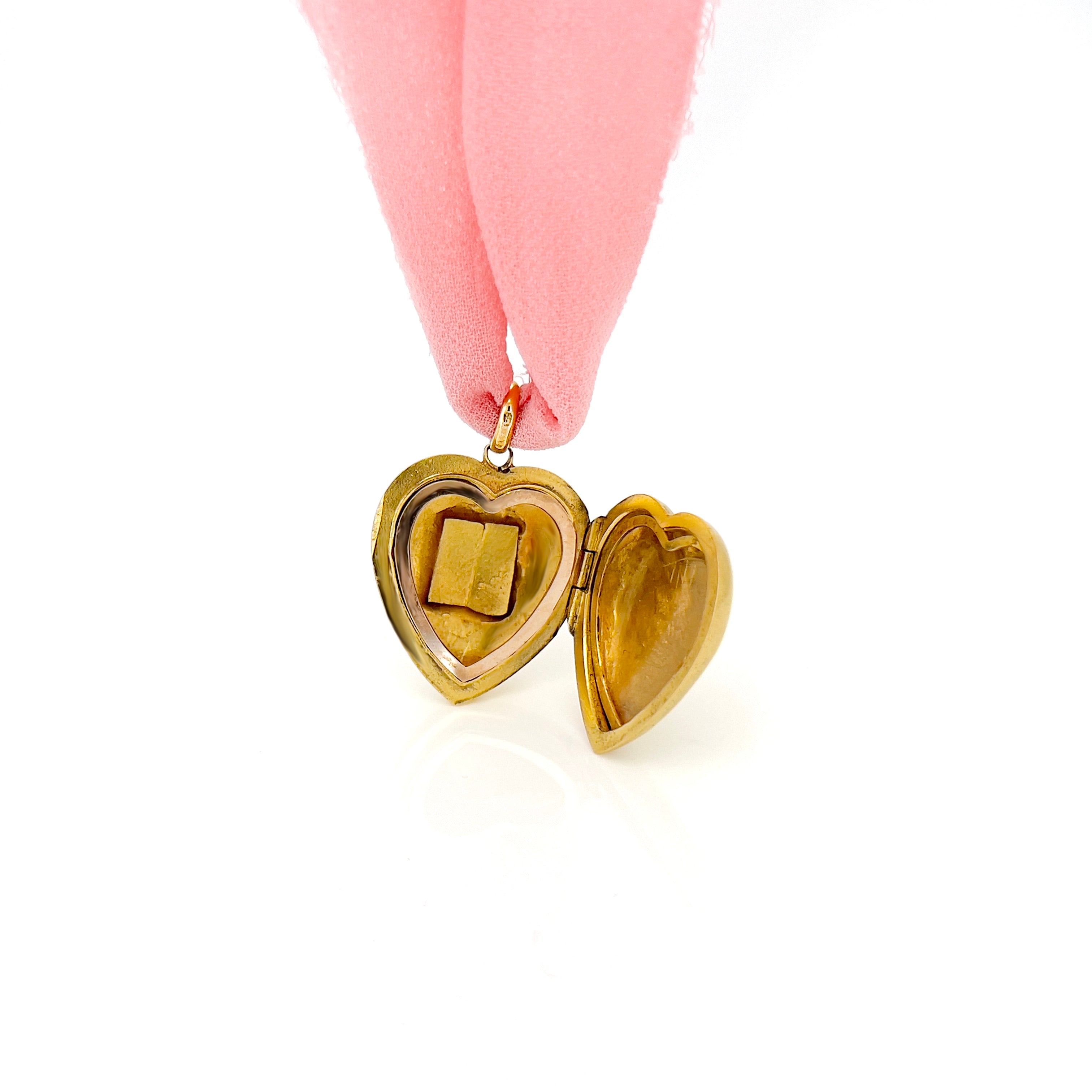 Edwardian 15K Pearl Heart Locket, Feb. 4th 1904