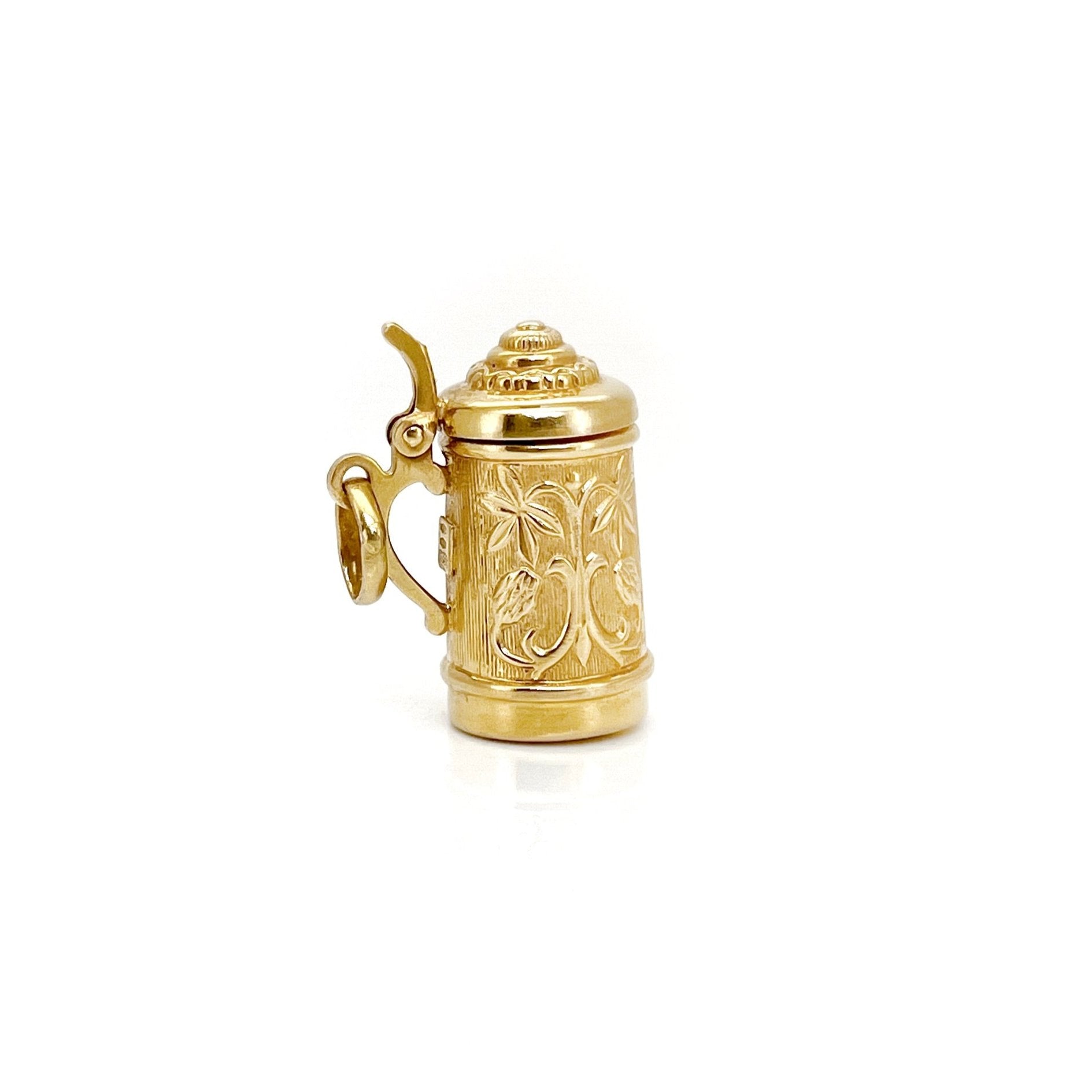 Vintage Gold Beer Stein Charm, 18K