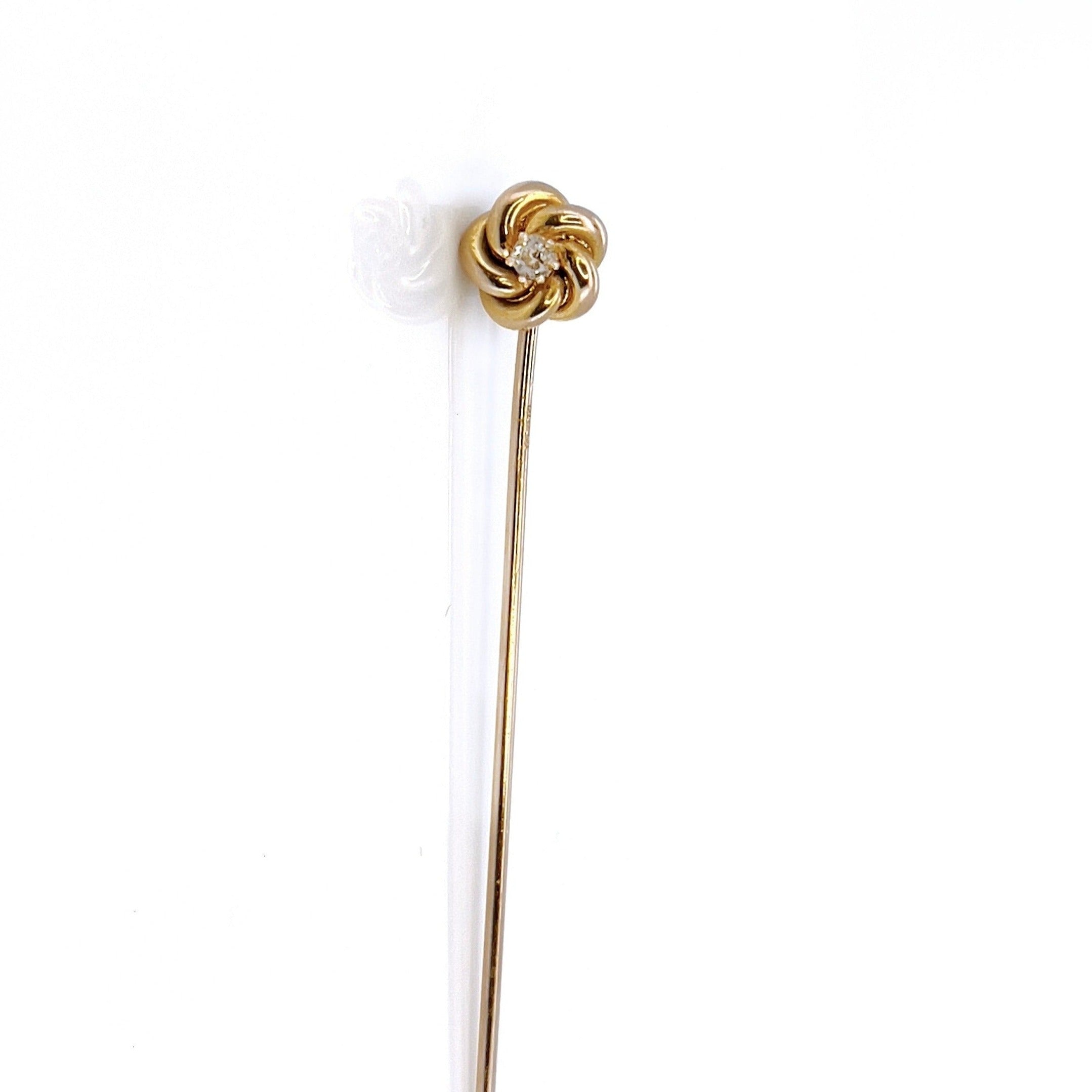 Victorian Gold Knot Diamond Stick Pin