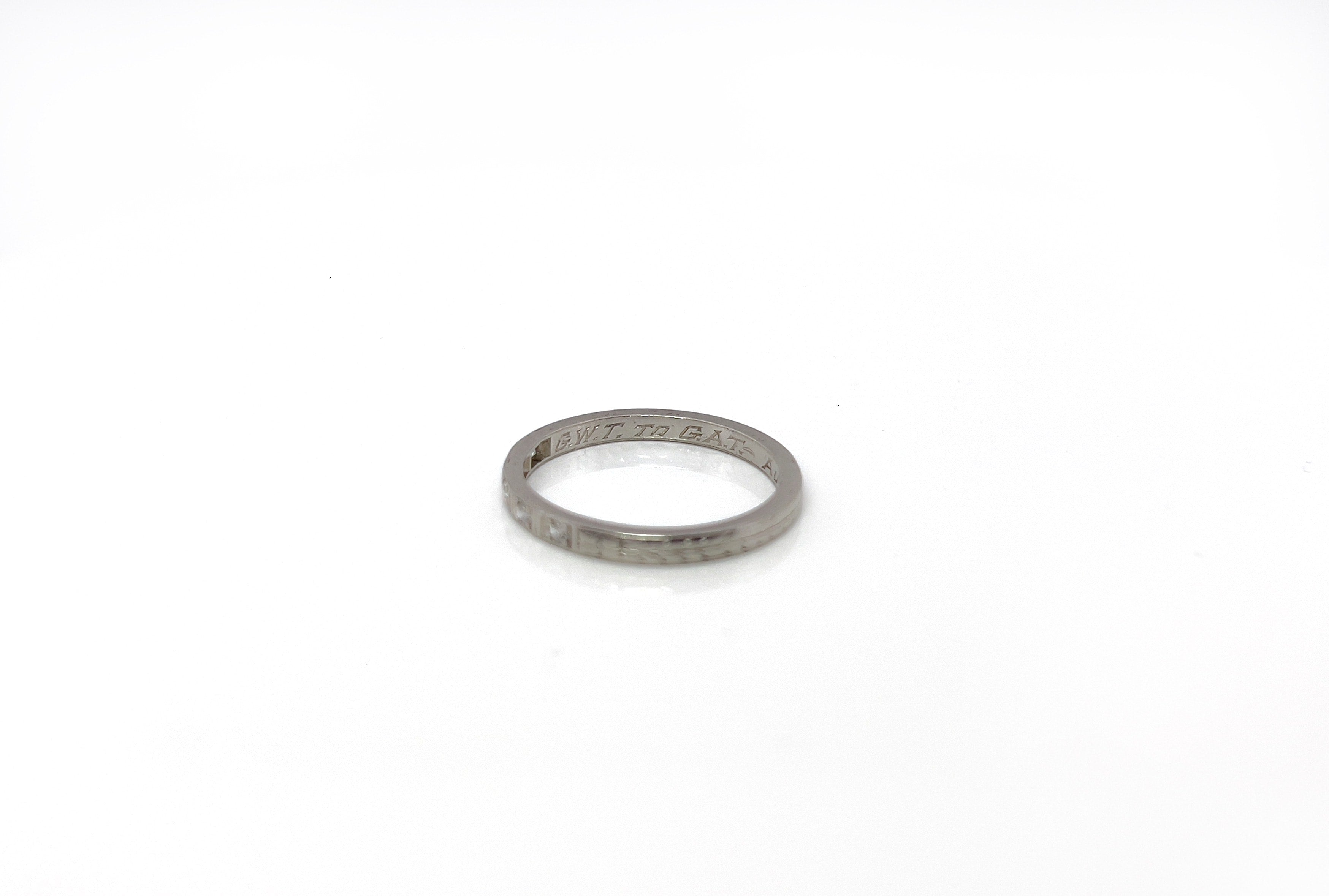Art Deco Single Cut Diamond Ring, G.W.T. to G.A.T. Aug. 3, 1927, Platinum