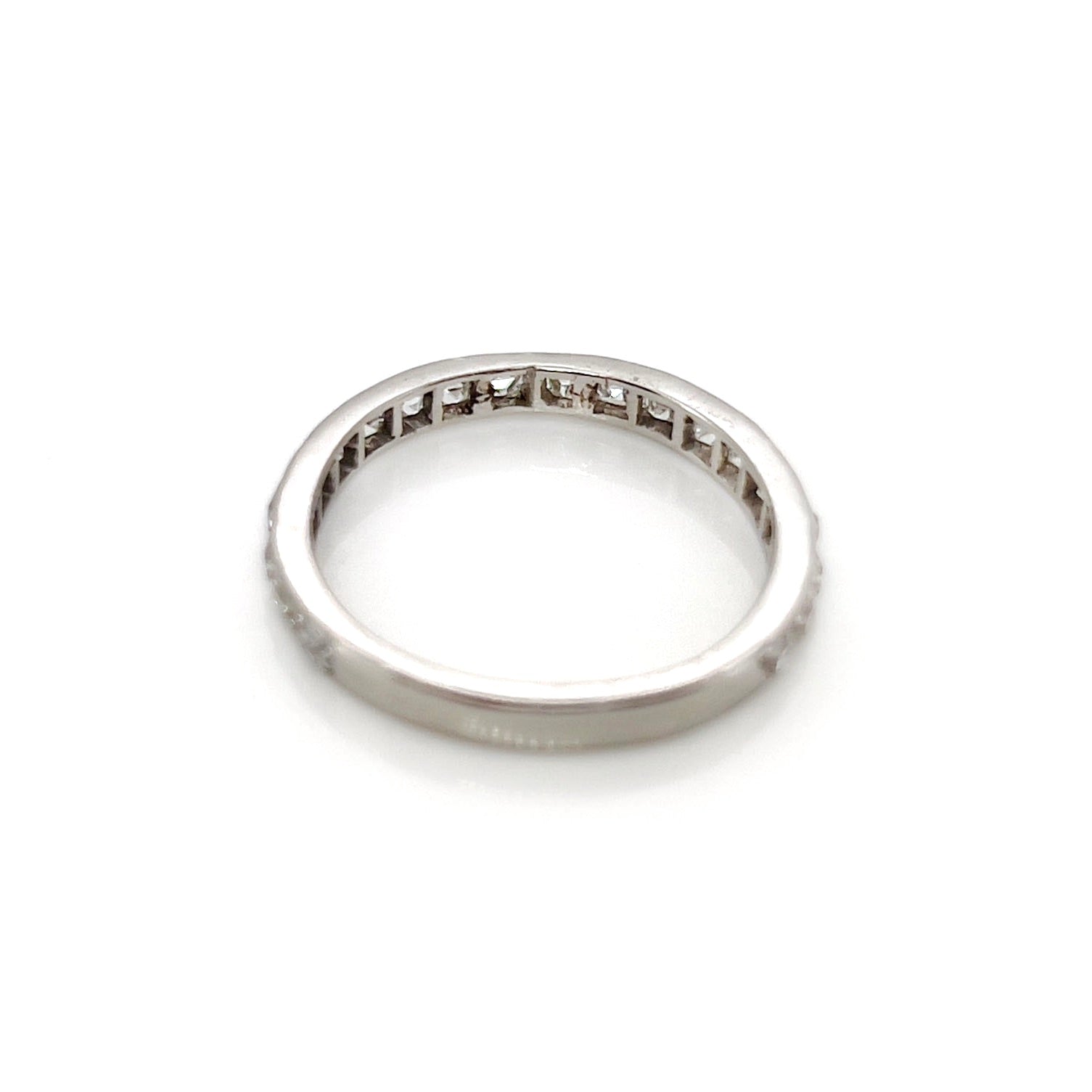 Art Deco french cut diamond band made out of platinum