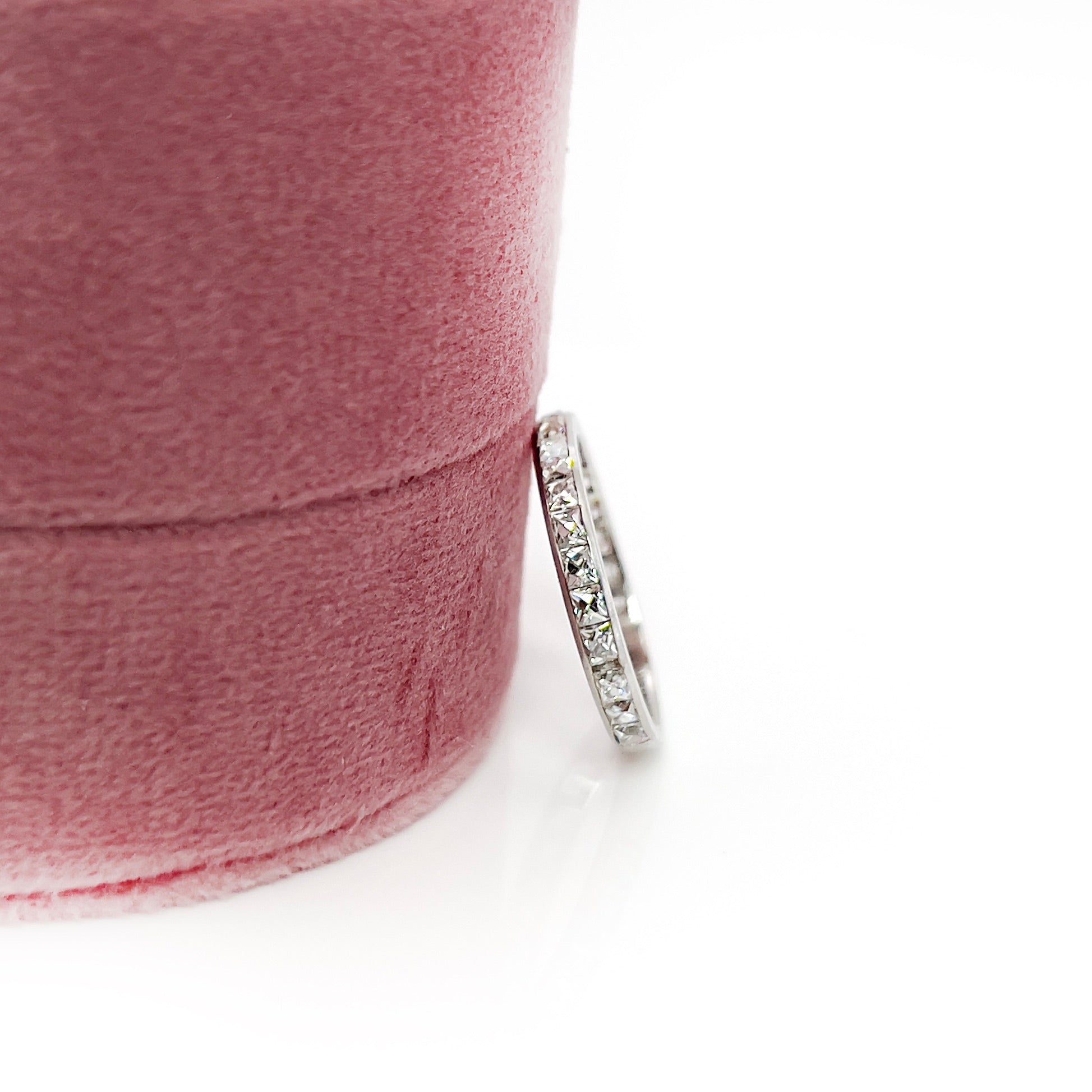 Art Deco french cut diamond band made out of platinum