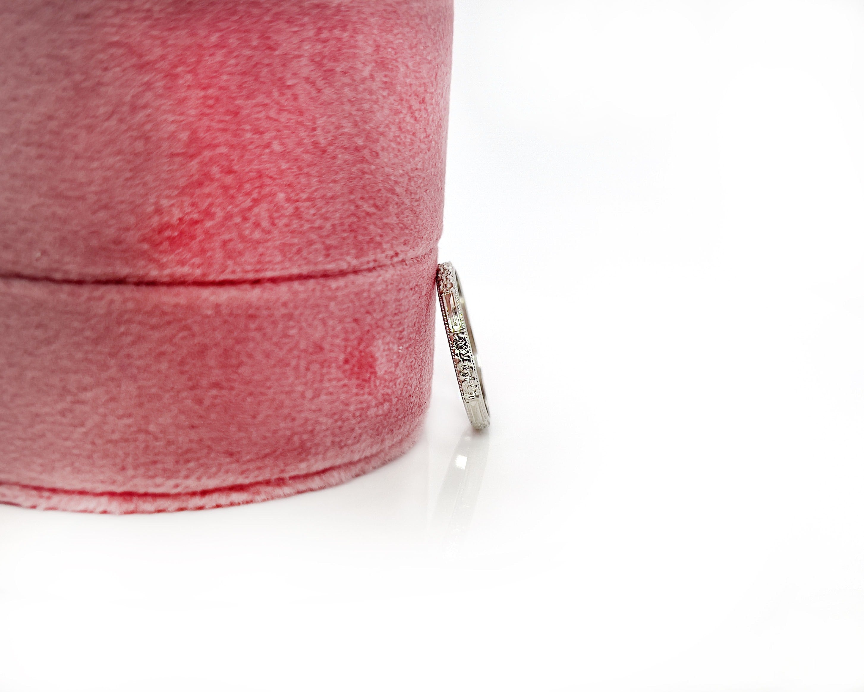 Vintage Belais Flower Eternity Ring, White Gold, Size 6.5