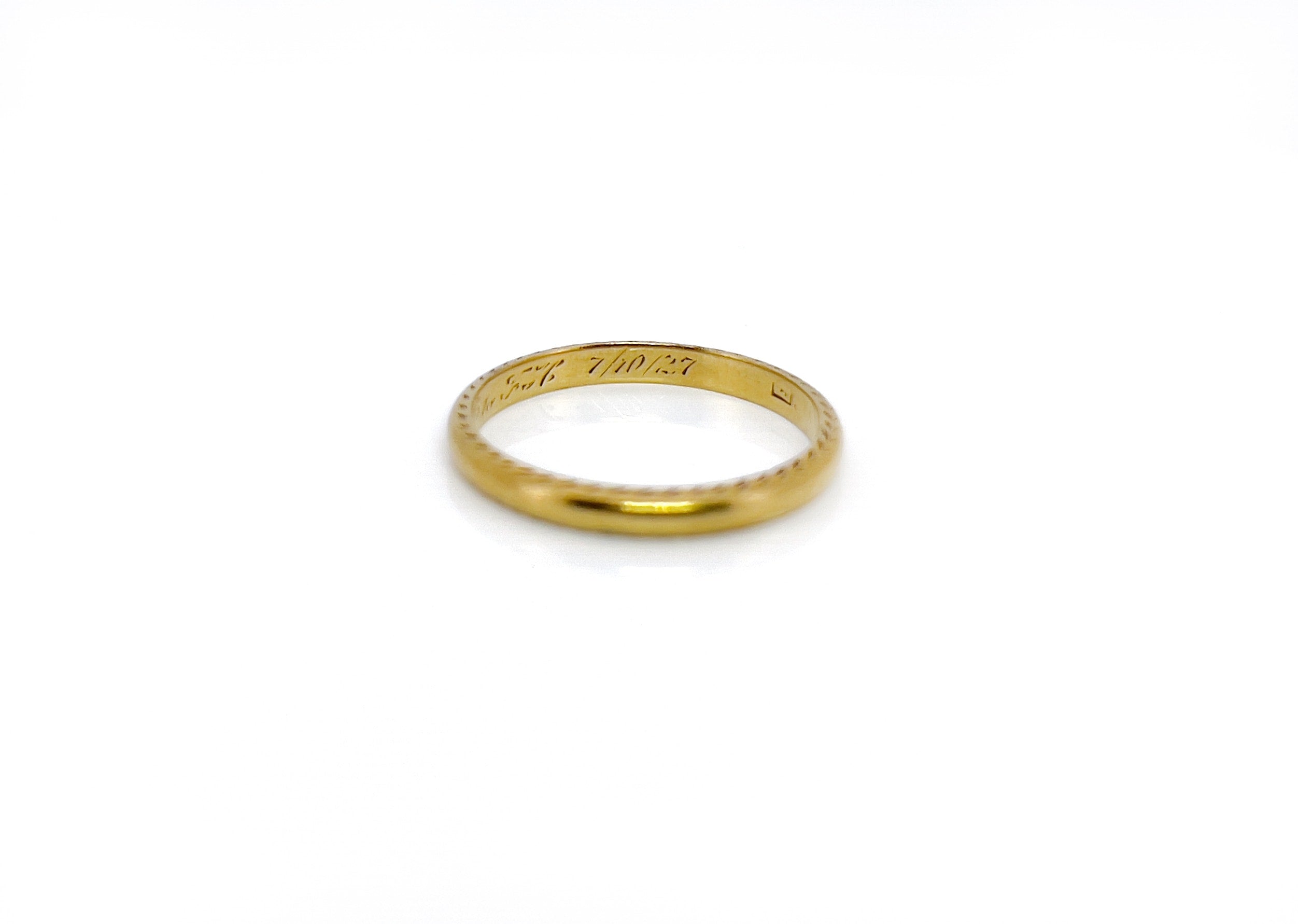 Art Deco Wedding Ring, 7/10/27, 18K