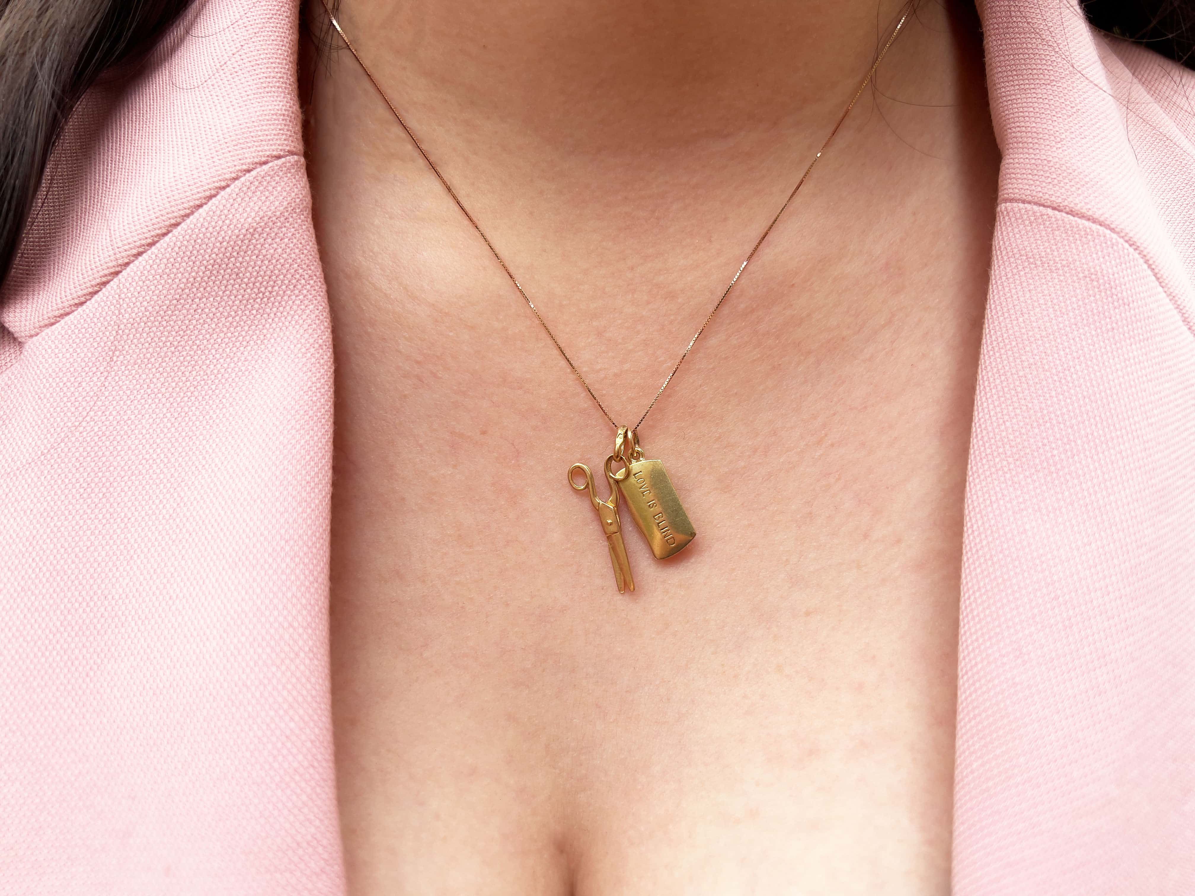 Vintage Eyeglass Case Charm, Love is Blind, 14K