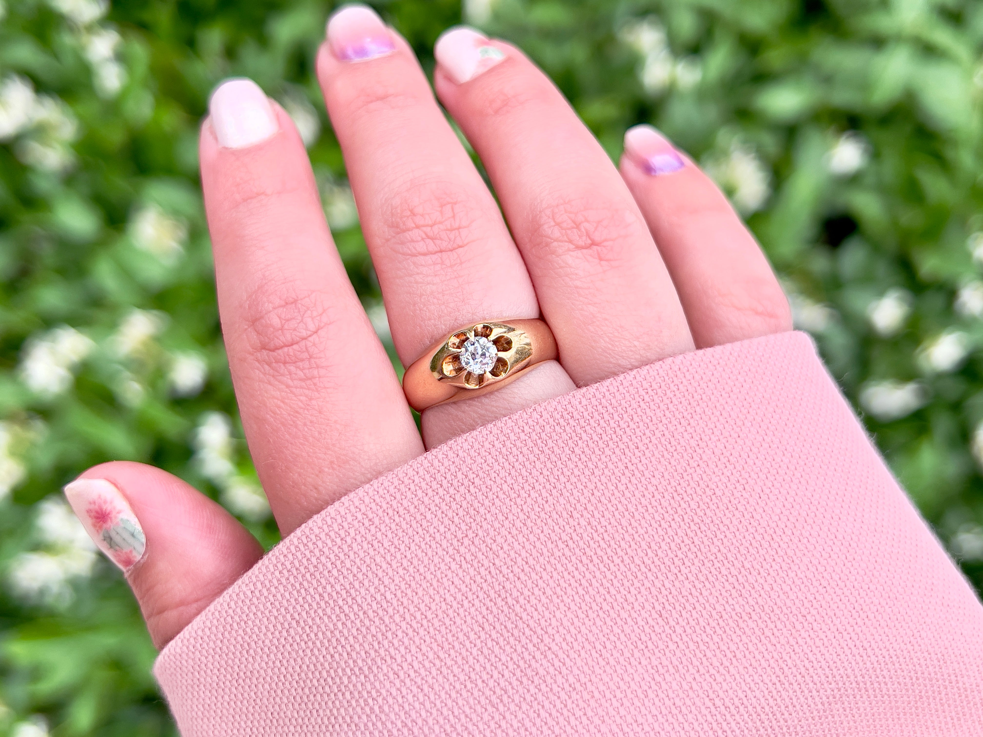 Late 1800s Russian 14K Diamond Ring, Size 7.25