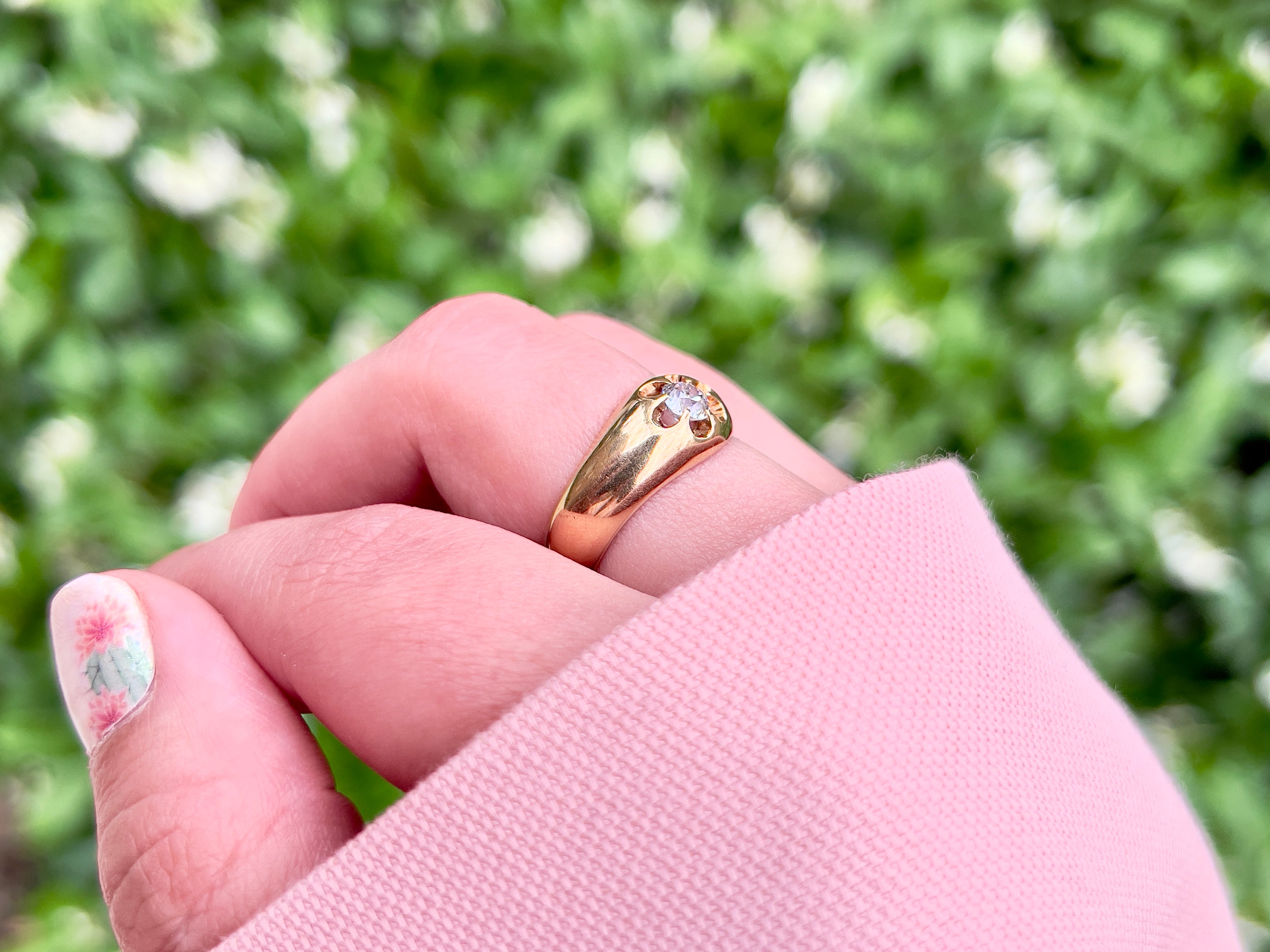 Antique Belcher Old European Cut Diamond Ring, 0.35 ct, Russian Hallmarks, 14K