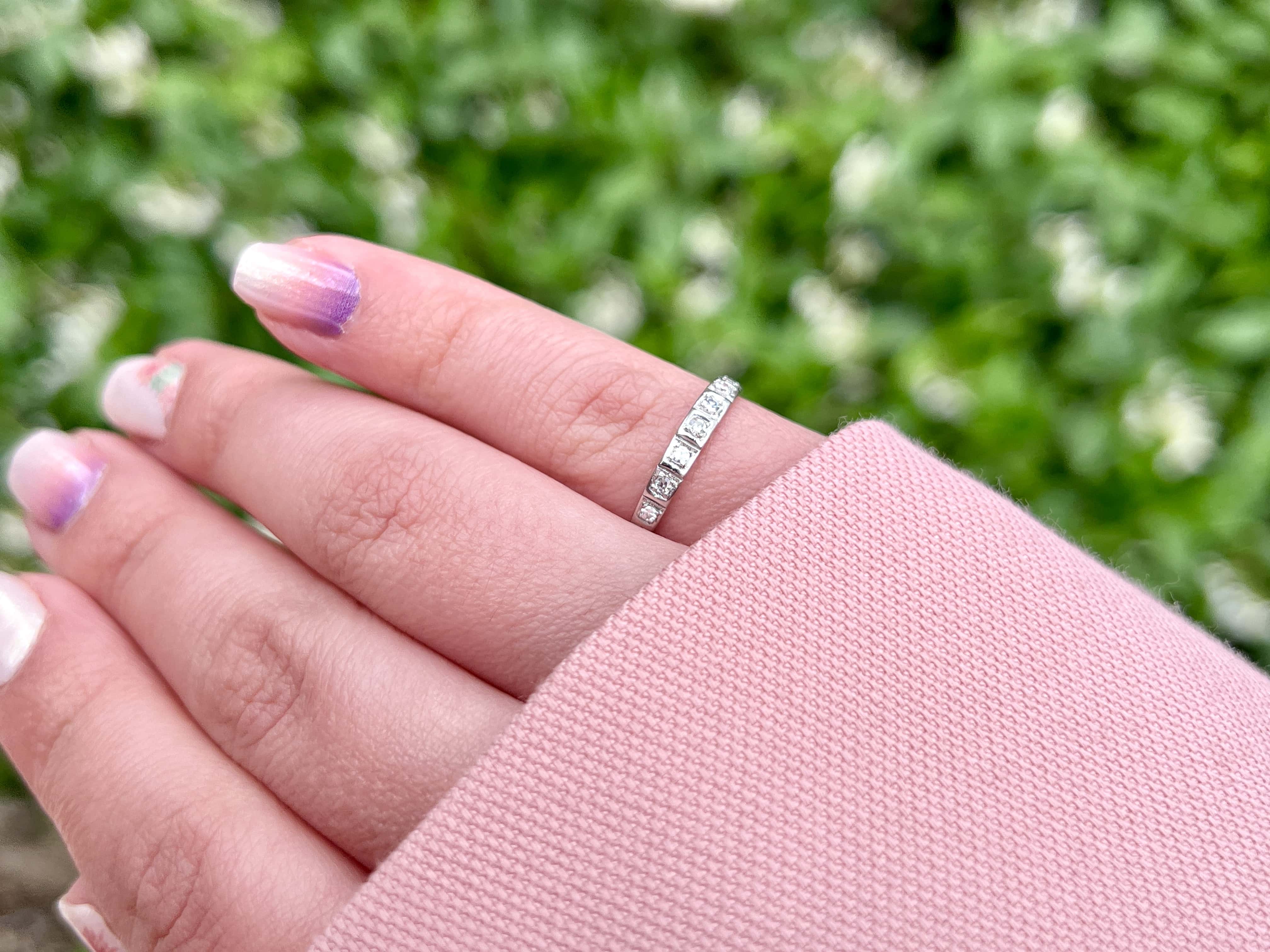Art Deco Platinum Single Cut Diamond Ring, Size 6