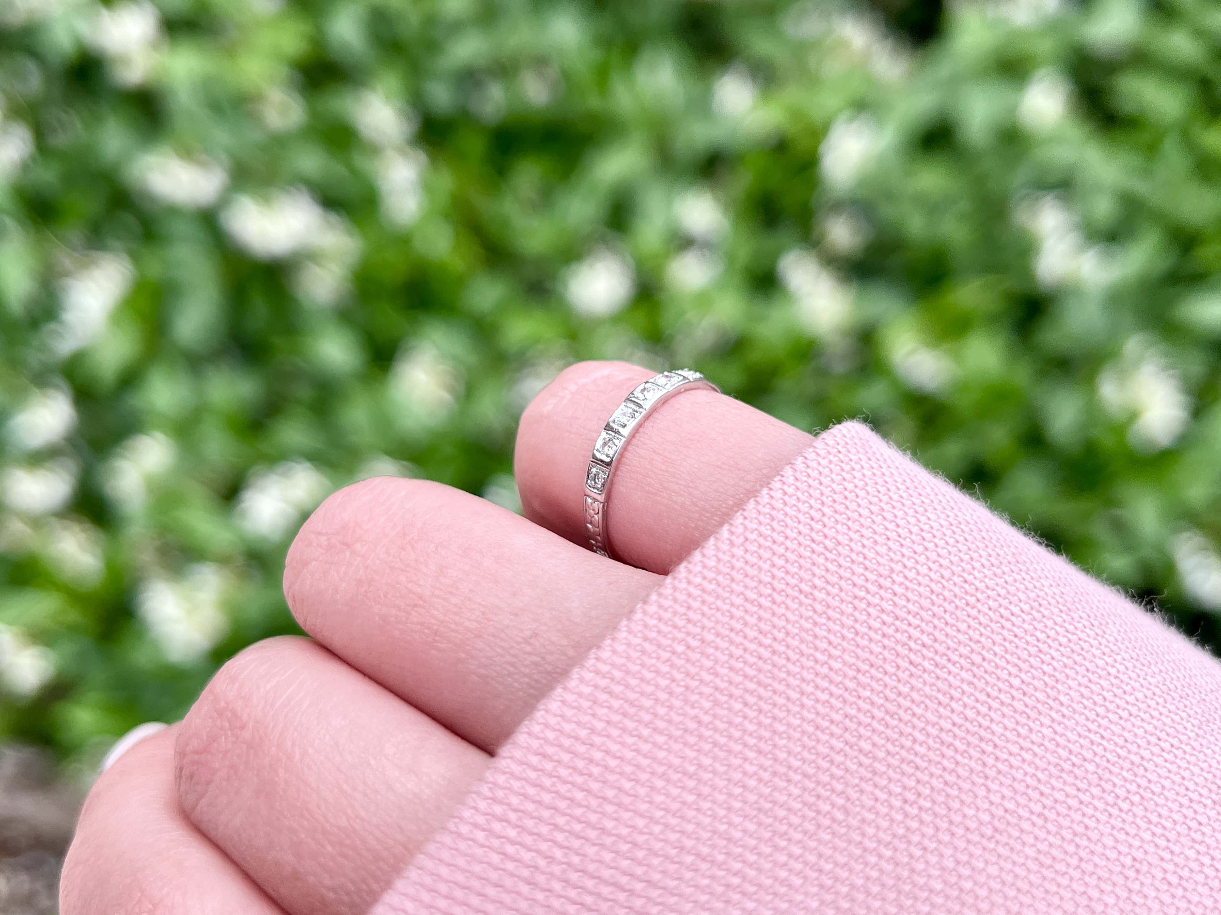 Art Deco Platinum Single Cut Diamond Ring, Size 6