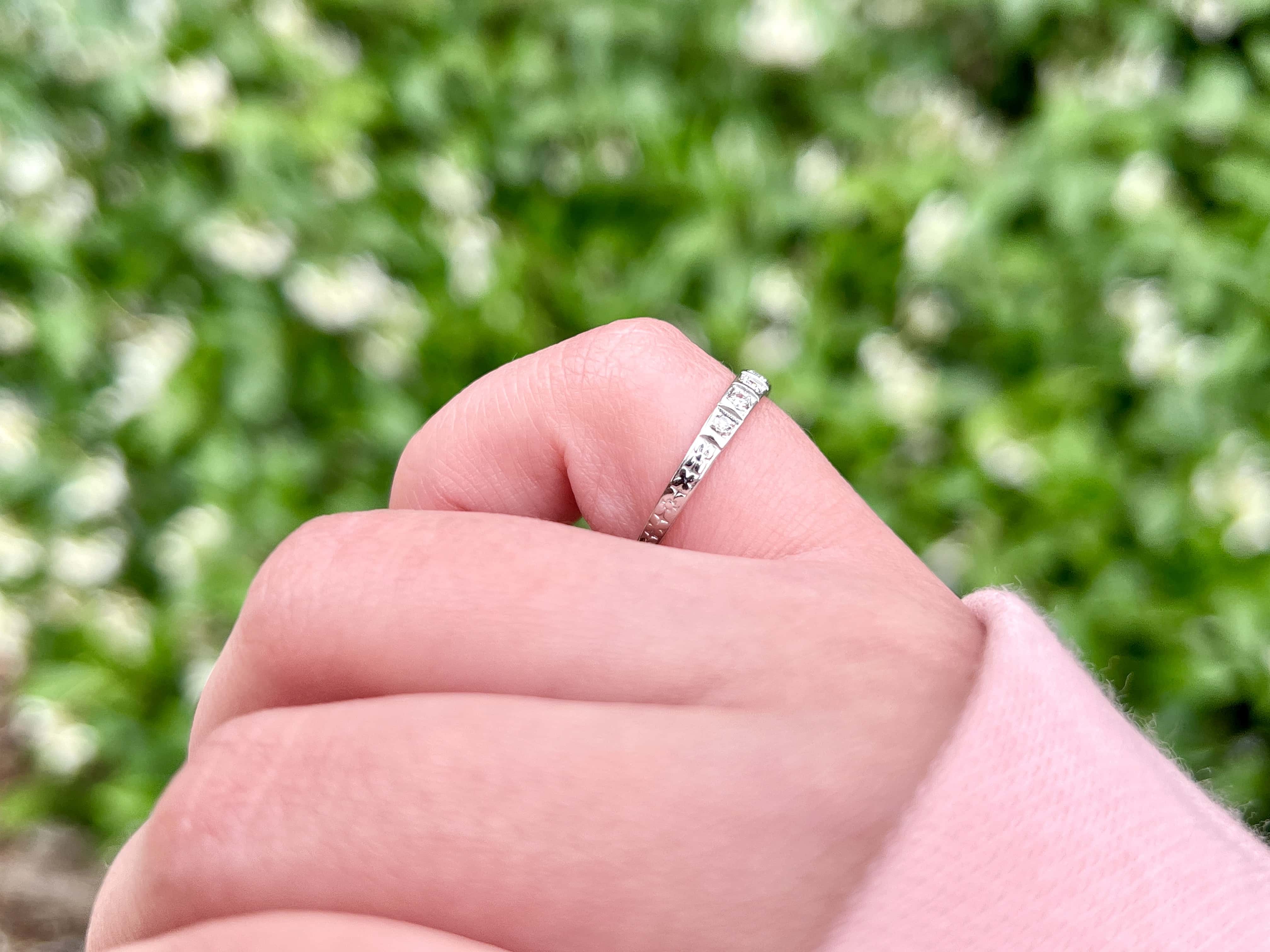 Art Deco Platinum Single Cut Diamond Ring, Size 6