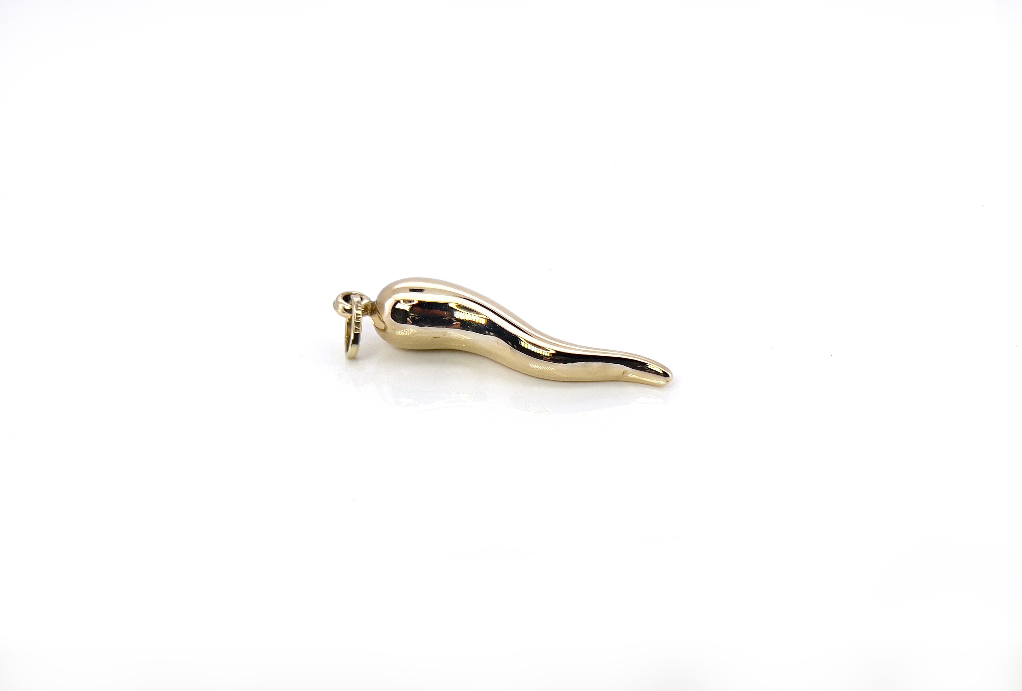 Large Cornicello Charm, Italian Horn, 14K