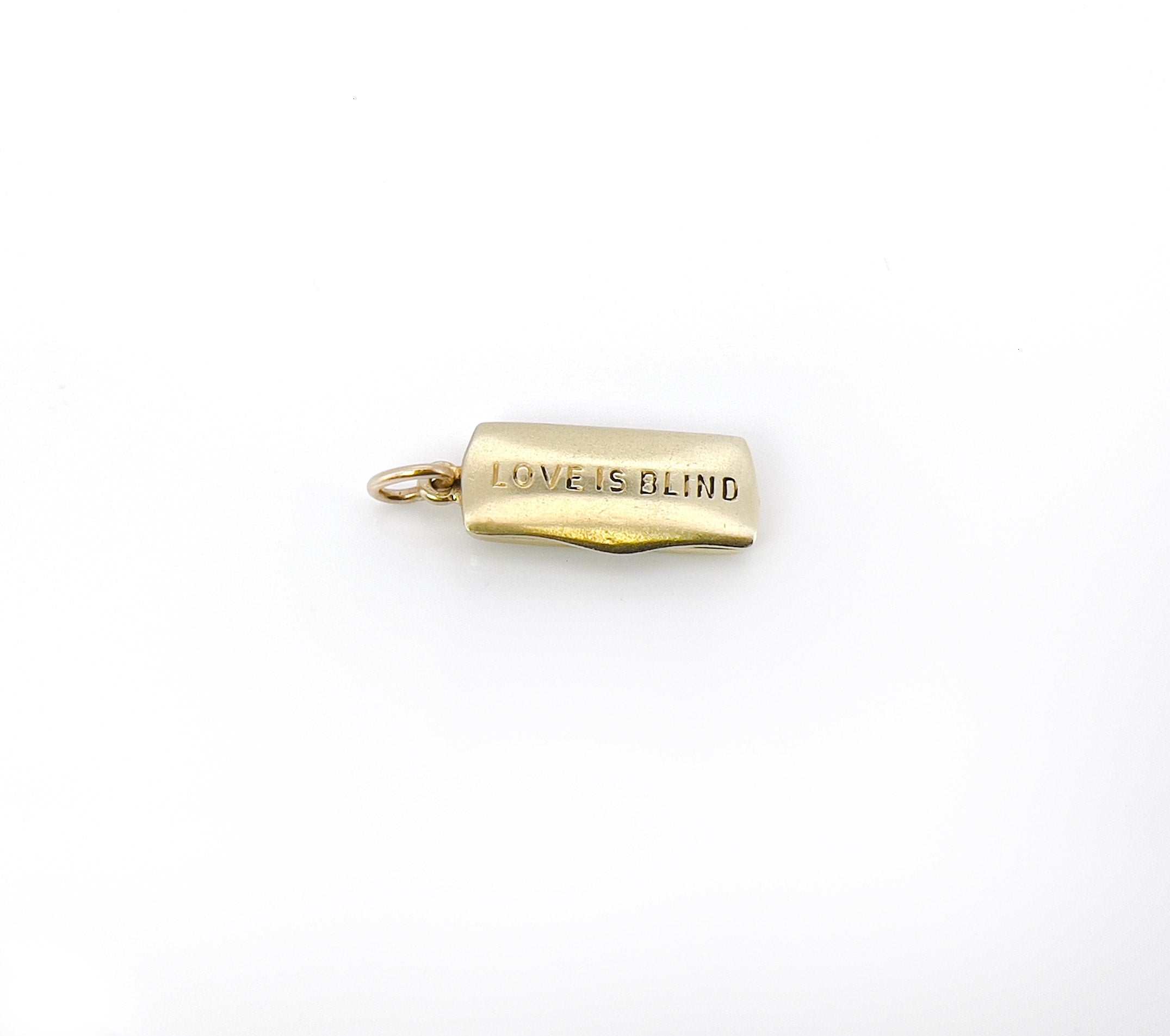 Vintage Eyeglass Case Charm, “J.L.K. 9-25-48,” Love is Blind, 14K