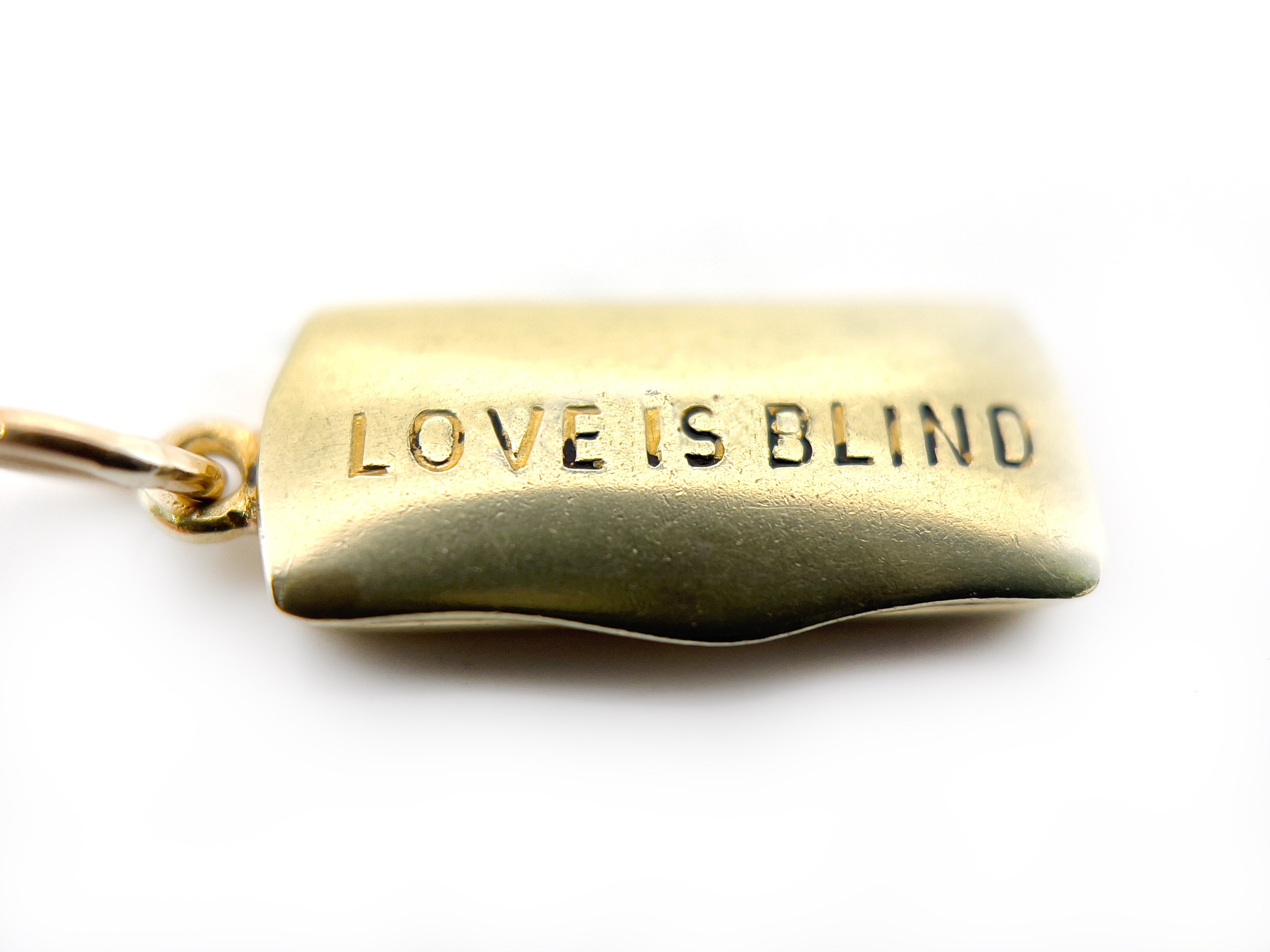 Vintage Eyeglass Case Charm, “J.L.K. 9-25-48,” Love is Blind, 14K