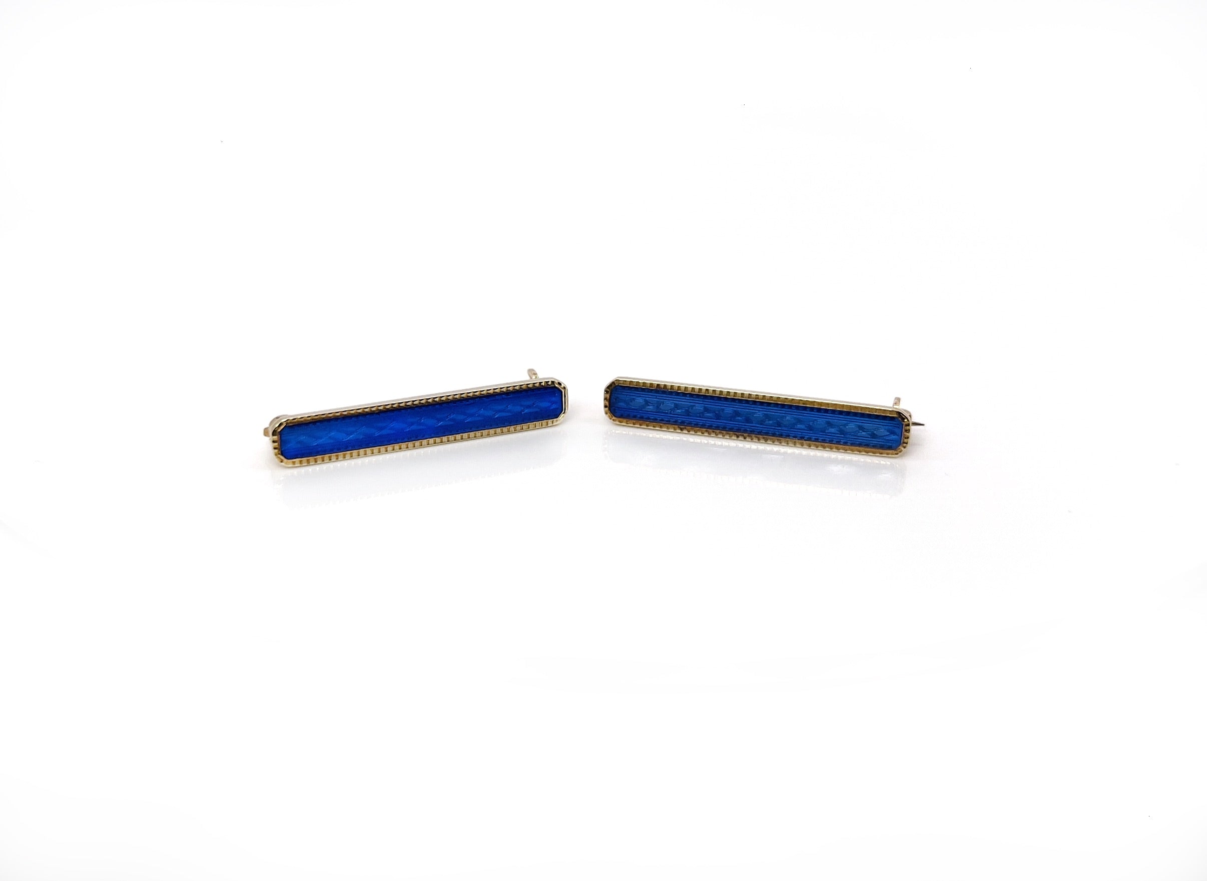 Antique Blue Guilloche Lingerie Pin, 14K