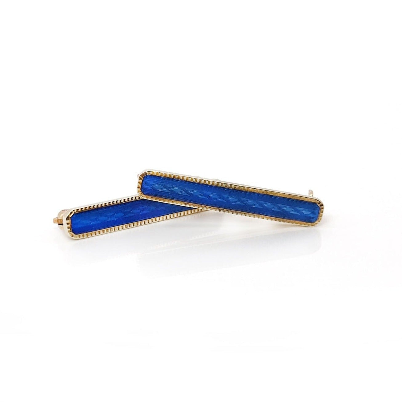 Antique Blue Guilloche Lingerie Pin, 14K
