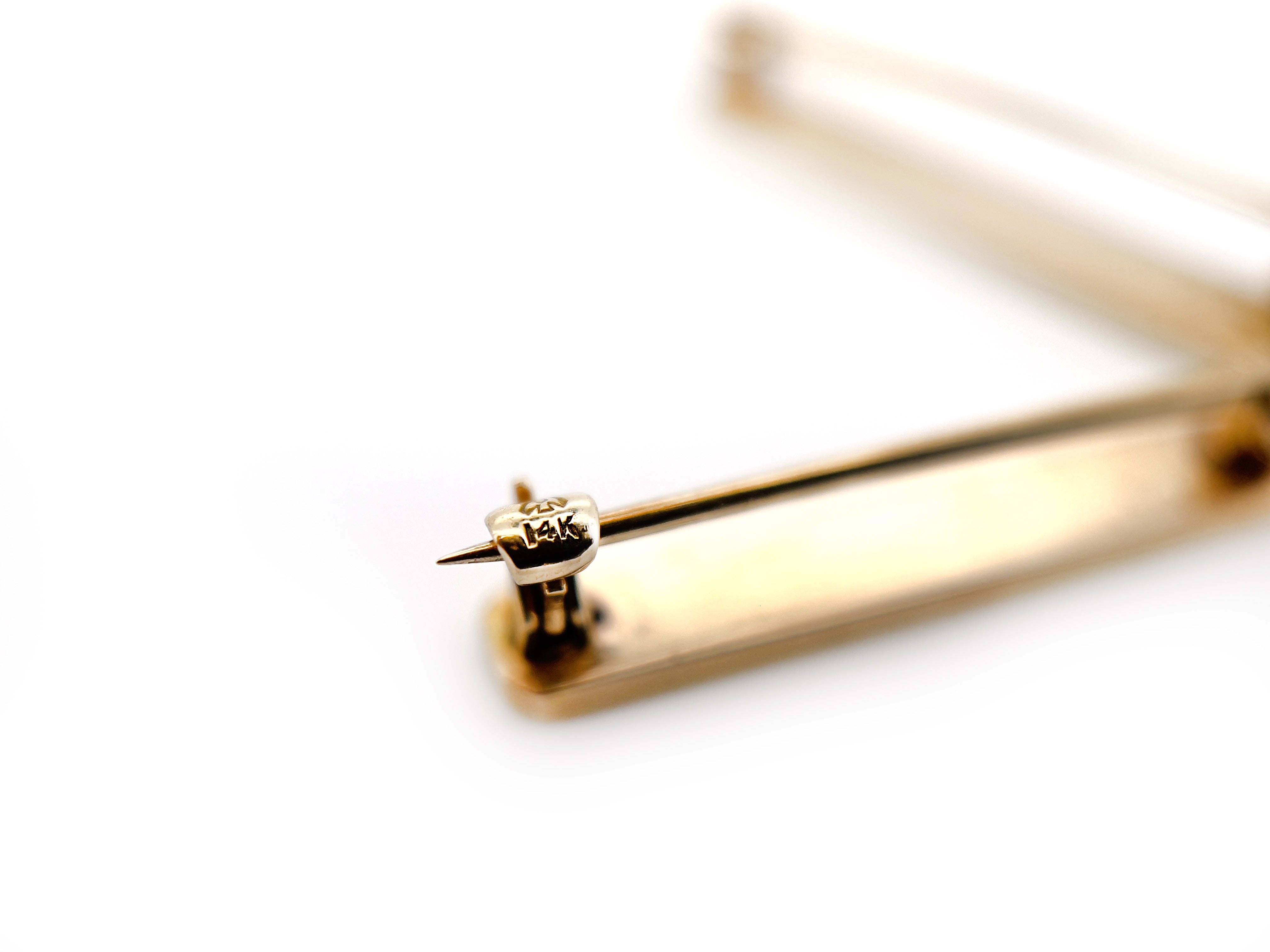 Antique Blue Guilloche Lingerie Pin, 14K
