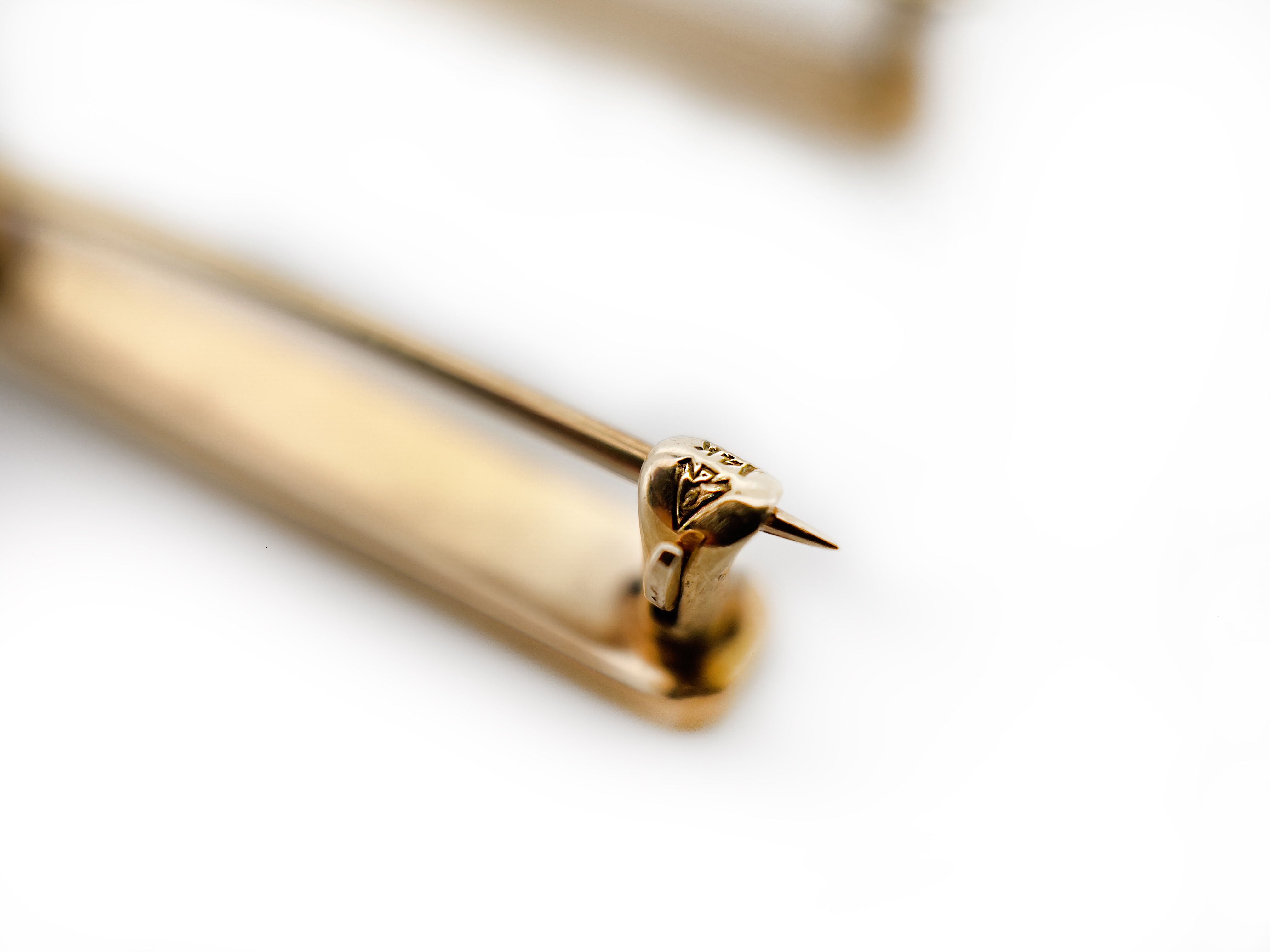 Antique Blue Guilloche Lingerie Pin, 14K