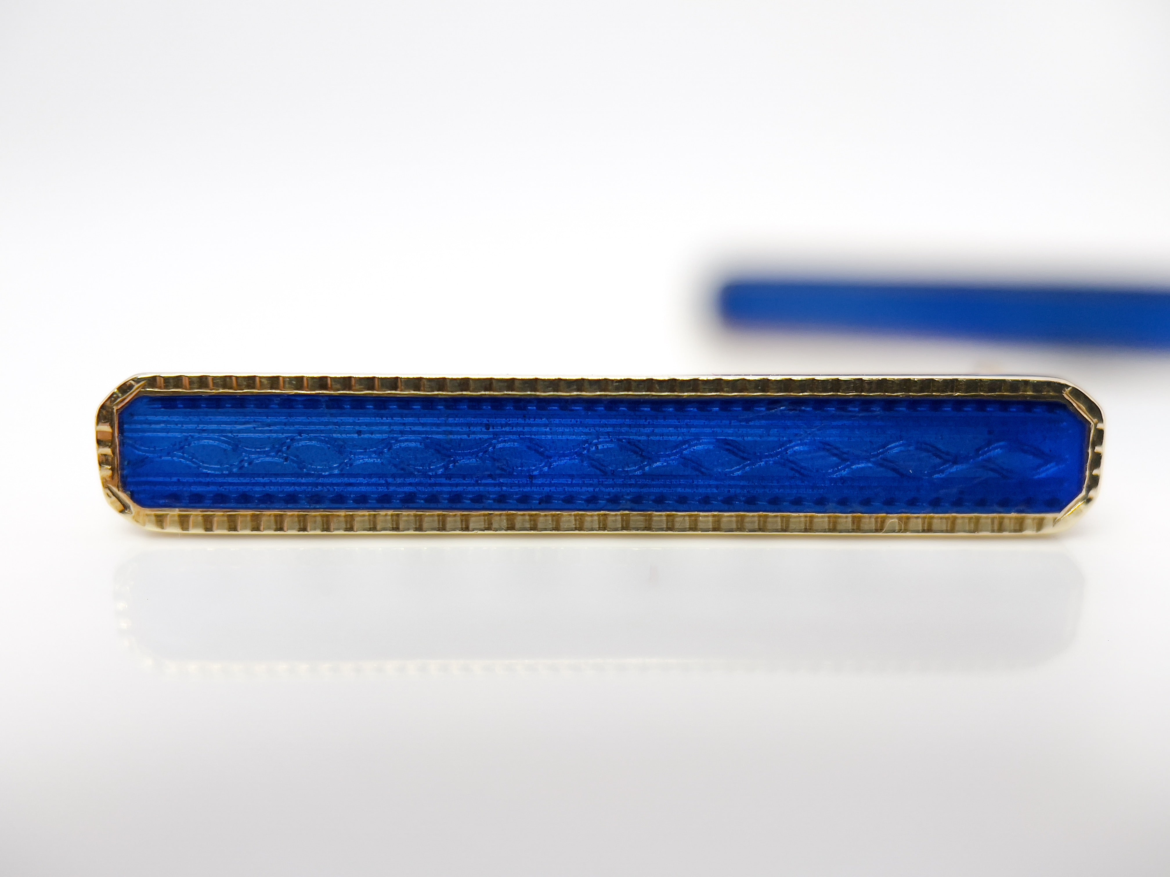 Antique Blue Guilloche Lingerie Pin, 14K