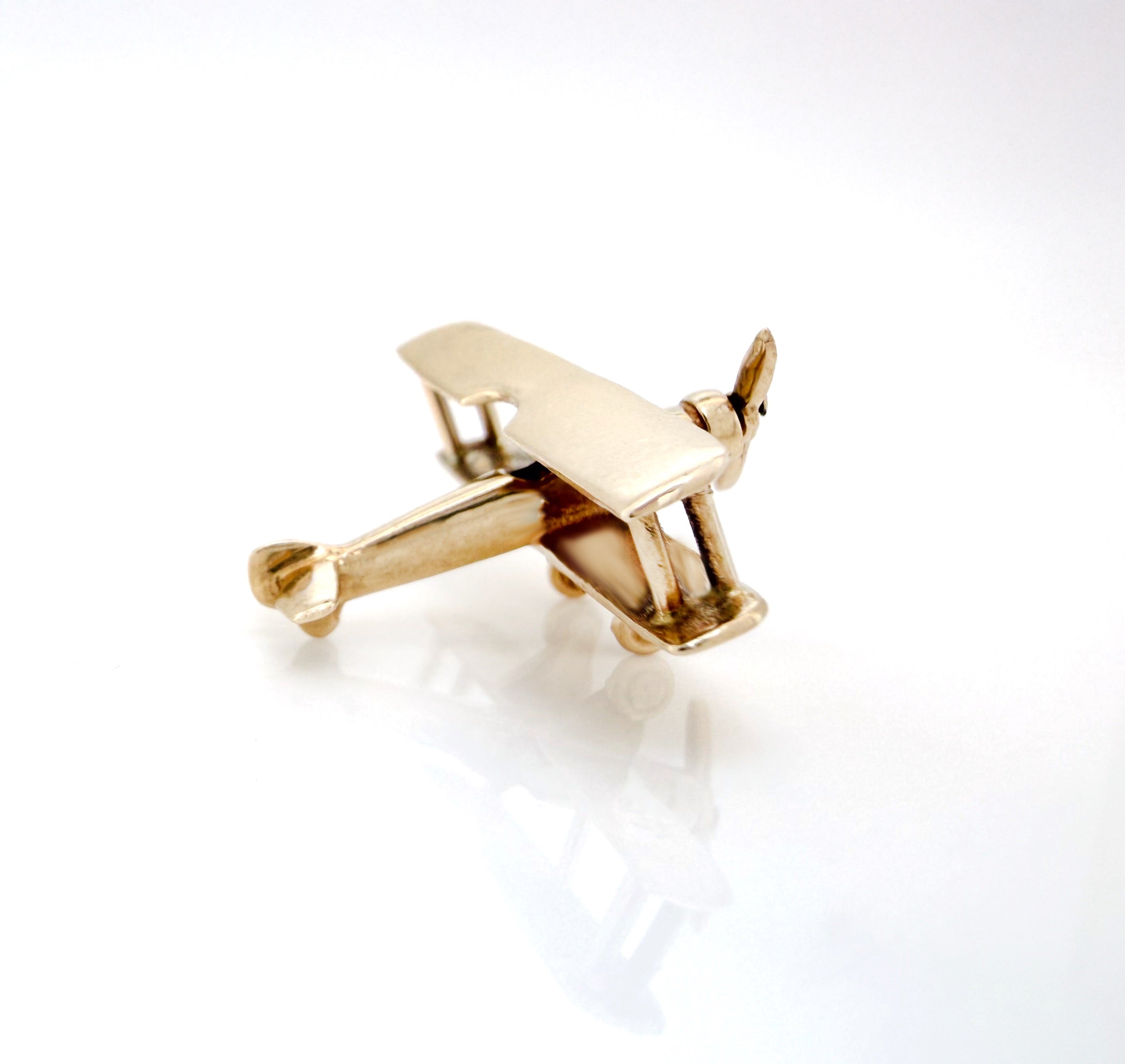 Vintage 14K Articulating Airplane, Biplane Charm, Pendant