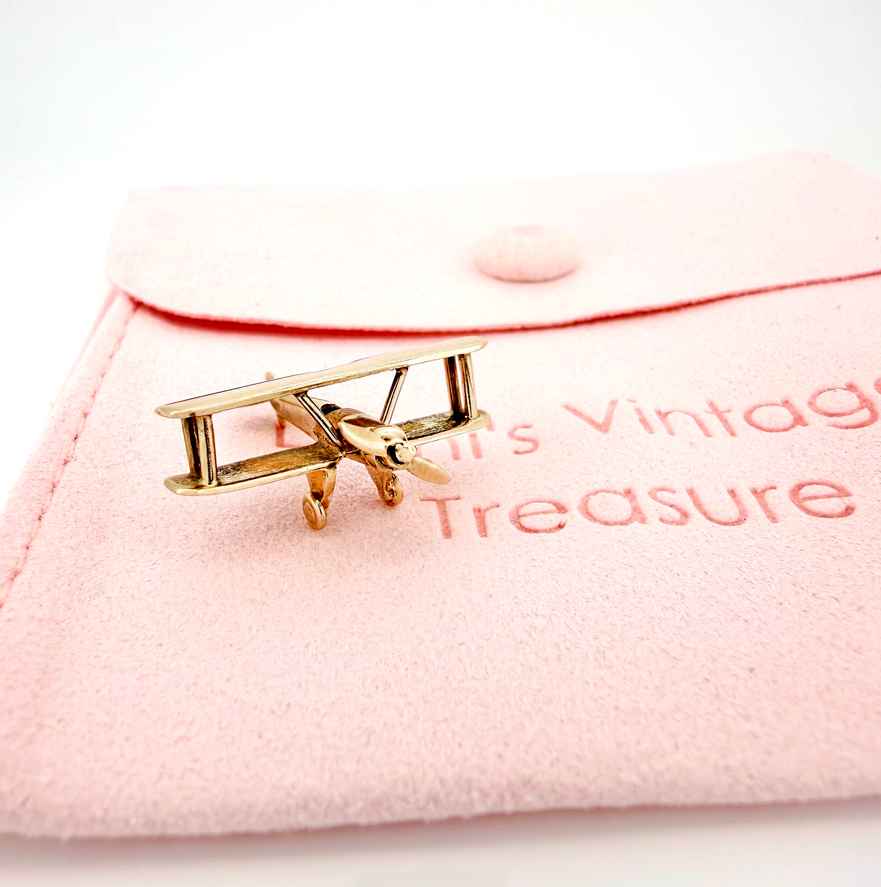 Vintage 14K Articulating Airplane, Biplane Charm, Pendant