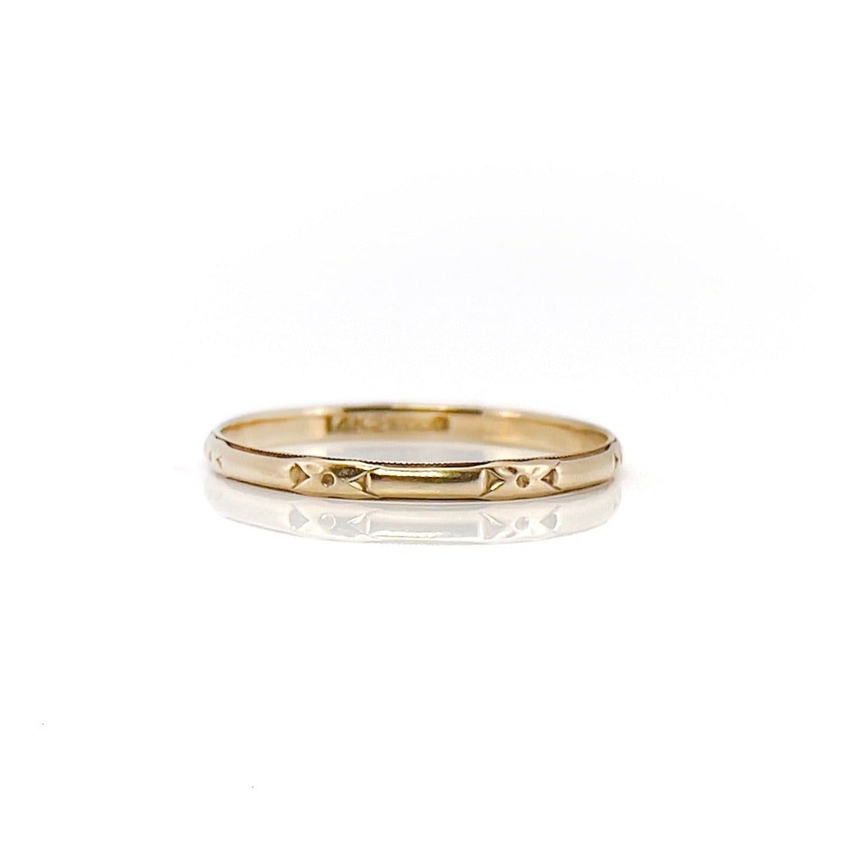 Vintage JR Wood Ring, 14K, Size 7
