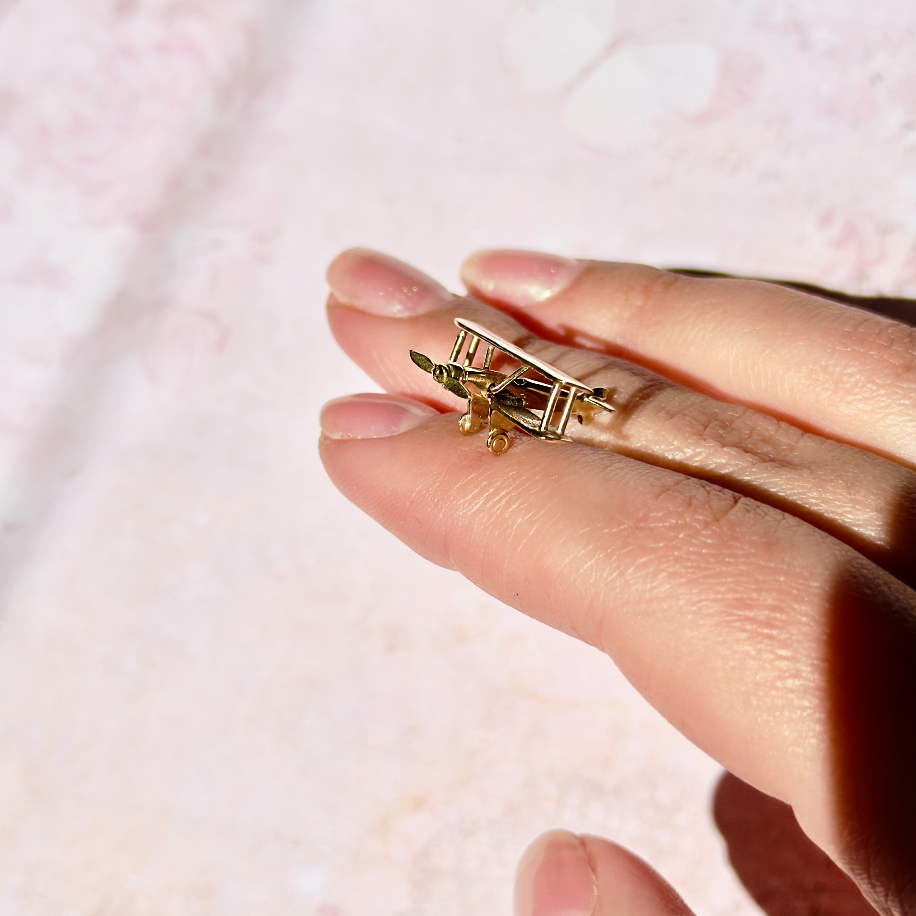 Vintage 14K Articulating Airplane, Biplane Charm, Pendant