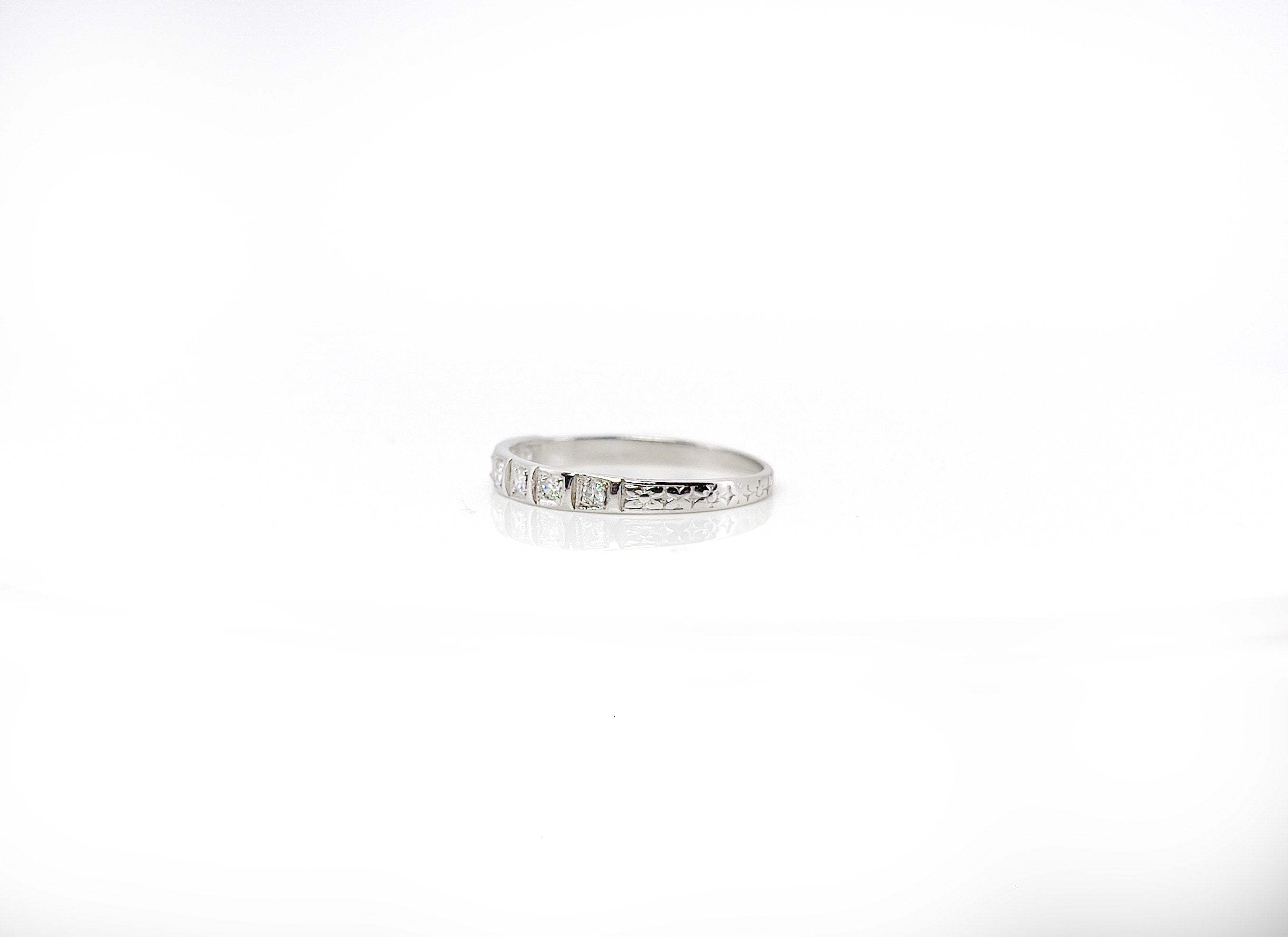 Art Deco Platinum Single Cut Diamond Ring, Size 6