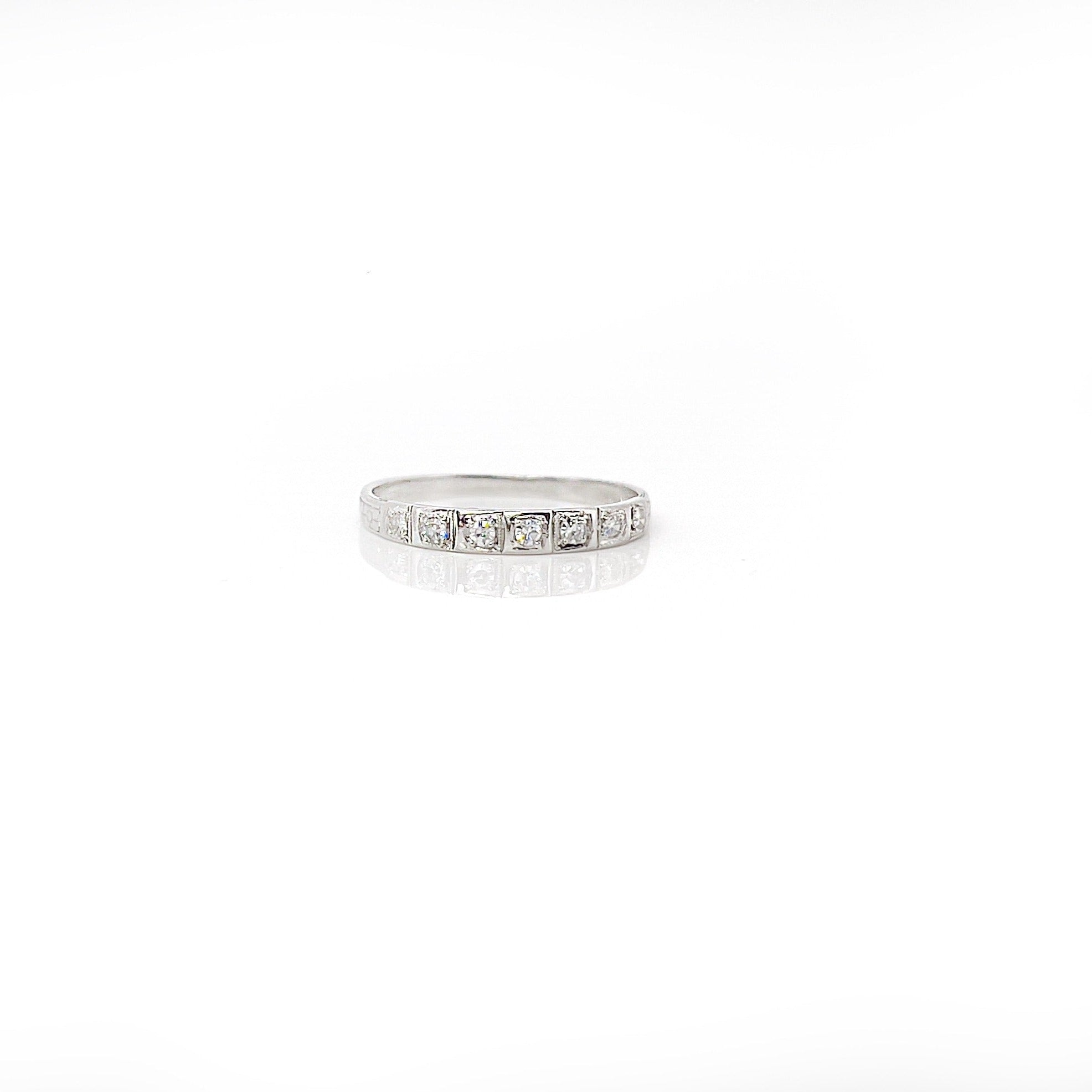 Art Deco Platinum Single Cut Diamond Ring, Size 6