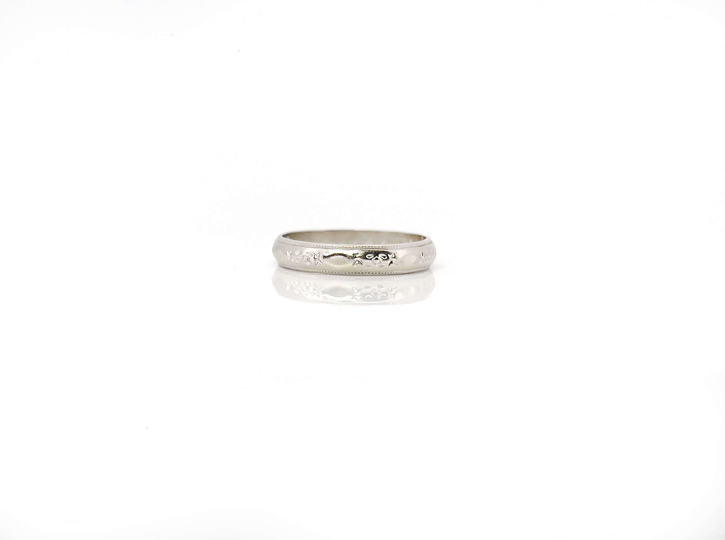 Vintage 1930s White Gold Ring, E.R.G. to R.A. 7-21-36, Size 5.25