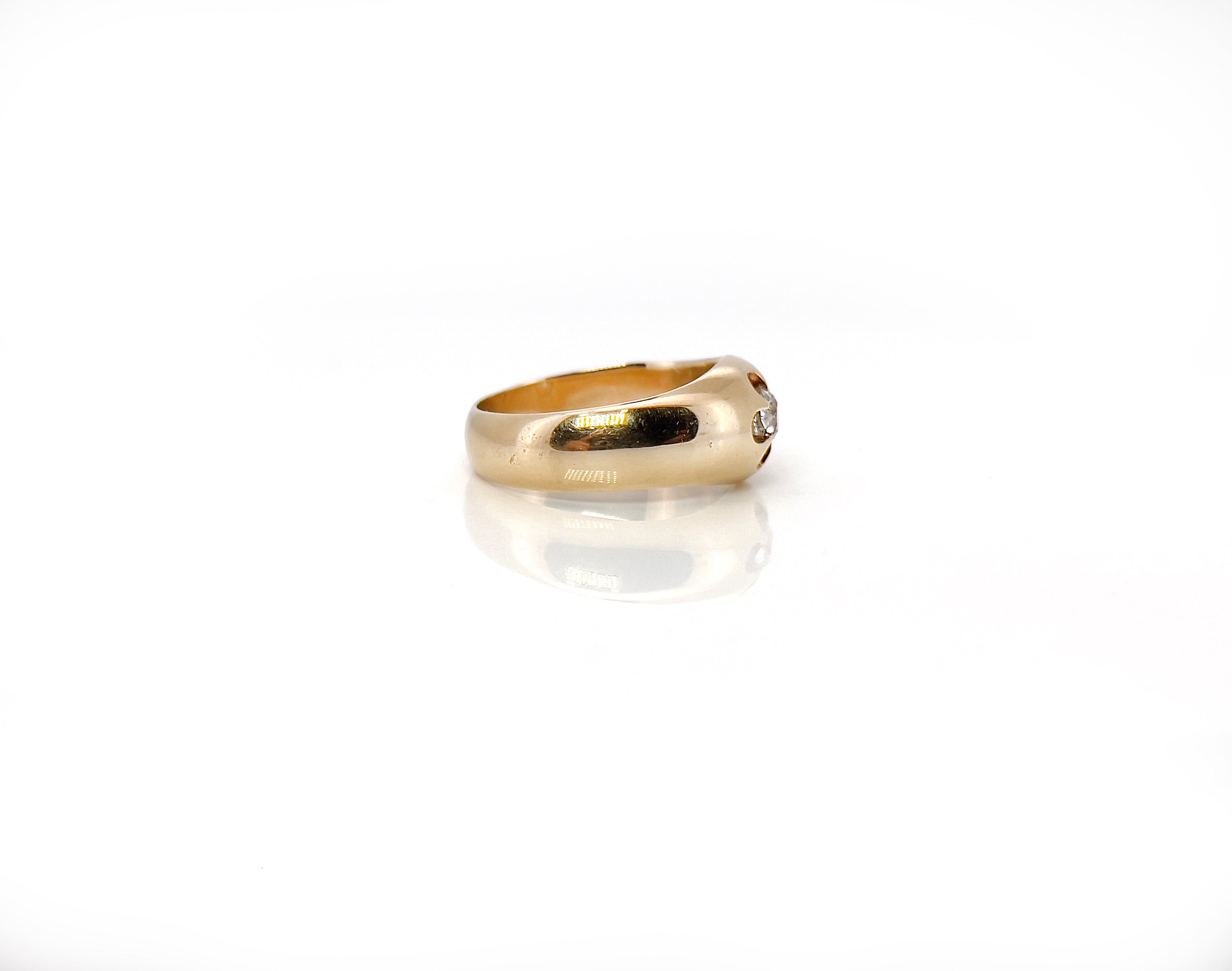 Antique Belcher Old European Cut Diamond Ring, 0.35 ct, Russian Hallmarks, 14K