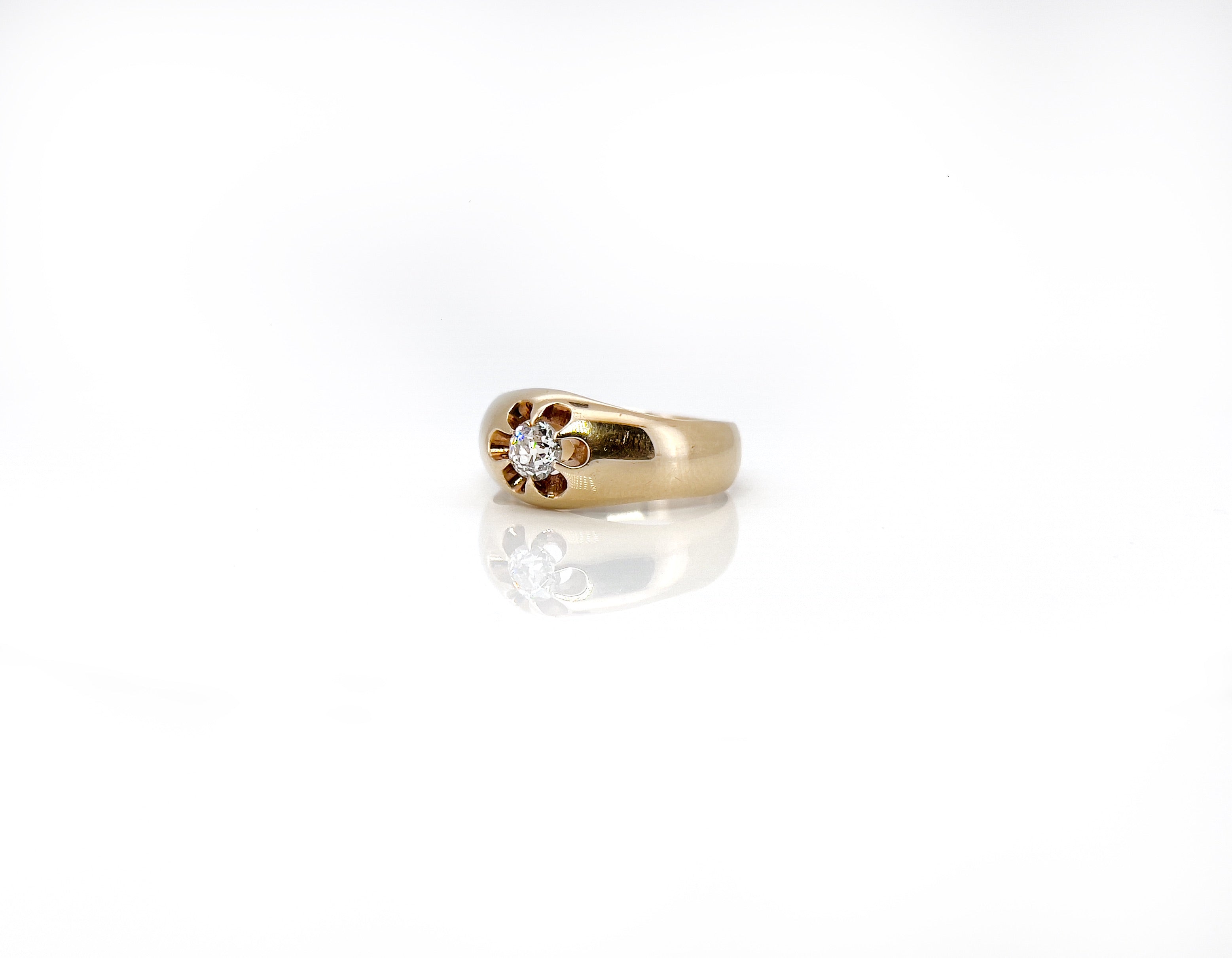 Late 1800s Russian 14K Diamond Ring, Size 7.25