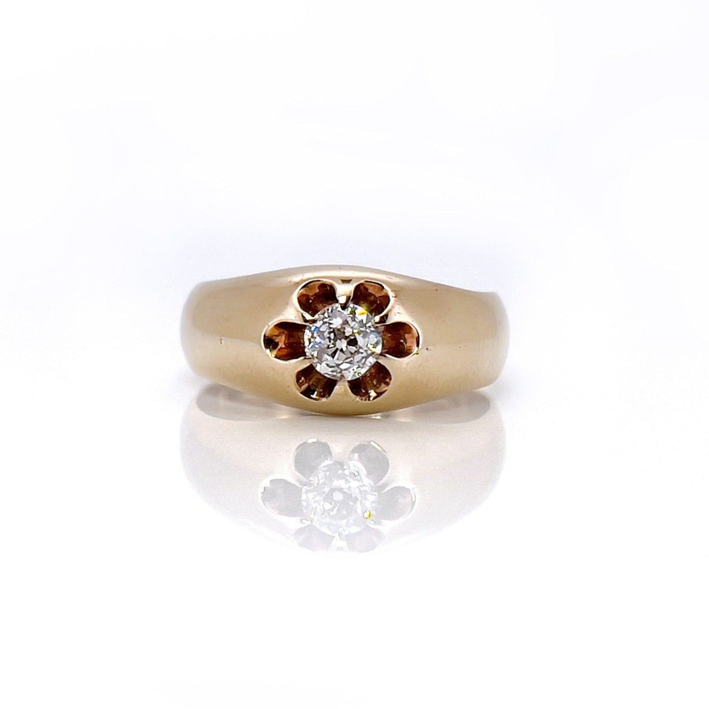 Late 1800s Russian 14K Diamond Ring, Size 7.25