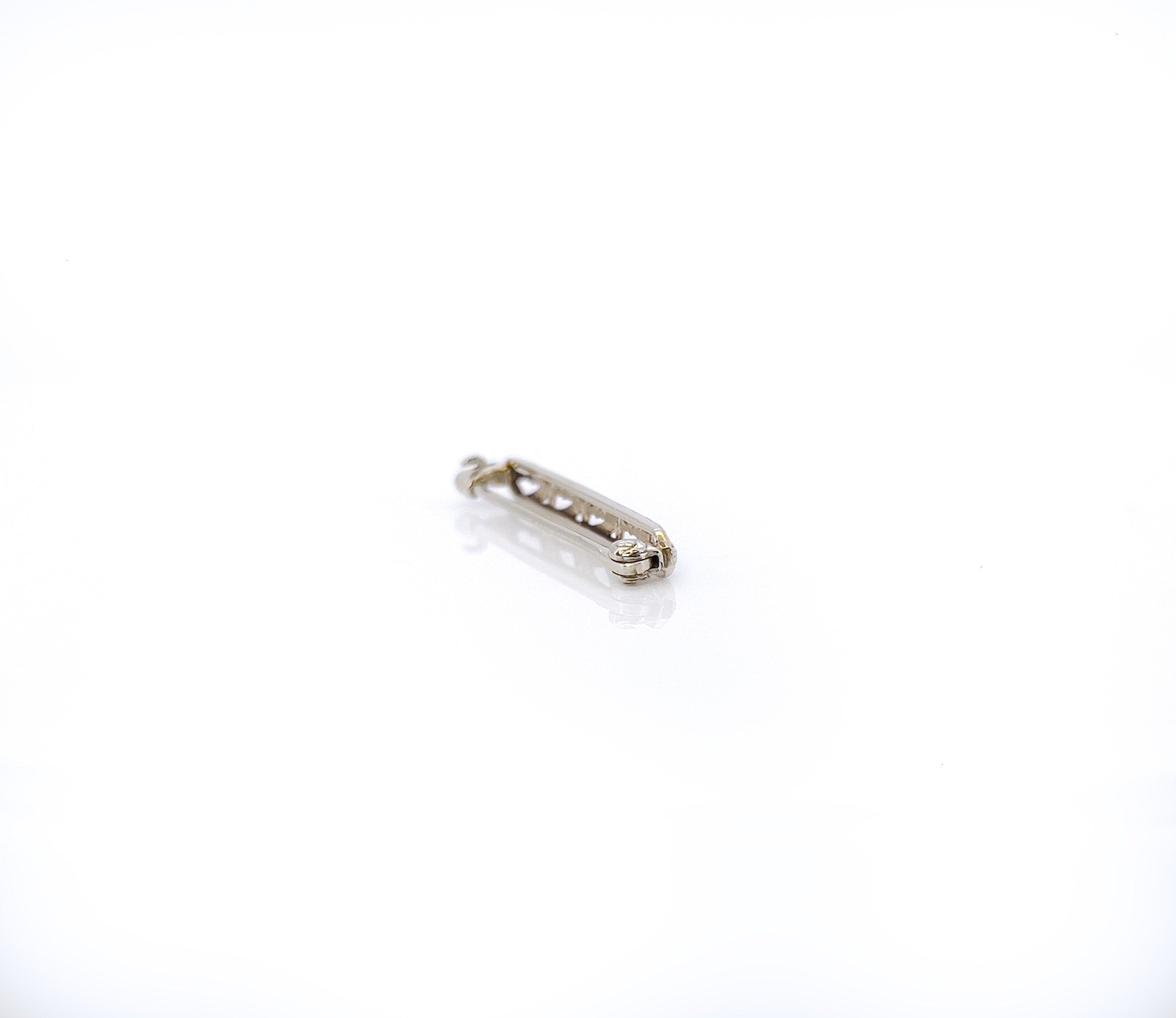 Vintage Blue Enamel & White Gold Lingerie Pin, 14K