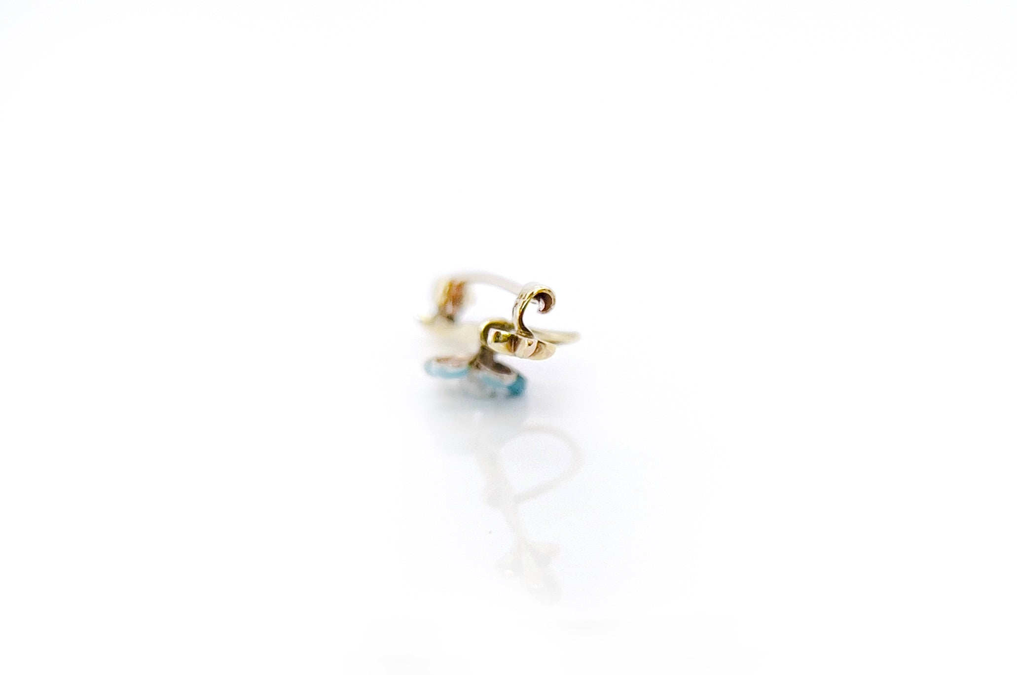 Antique Forget Me Not, Blue Enamel Flower Brooch, 10K